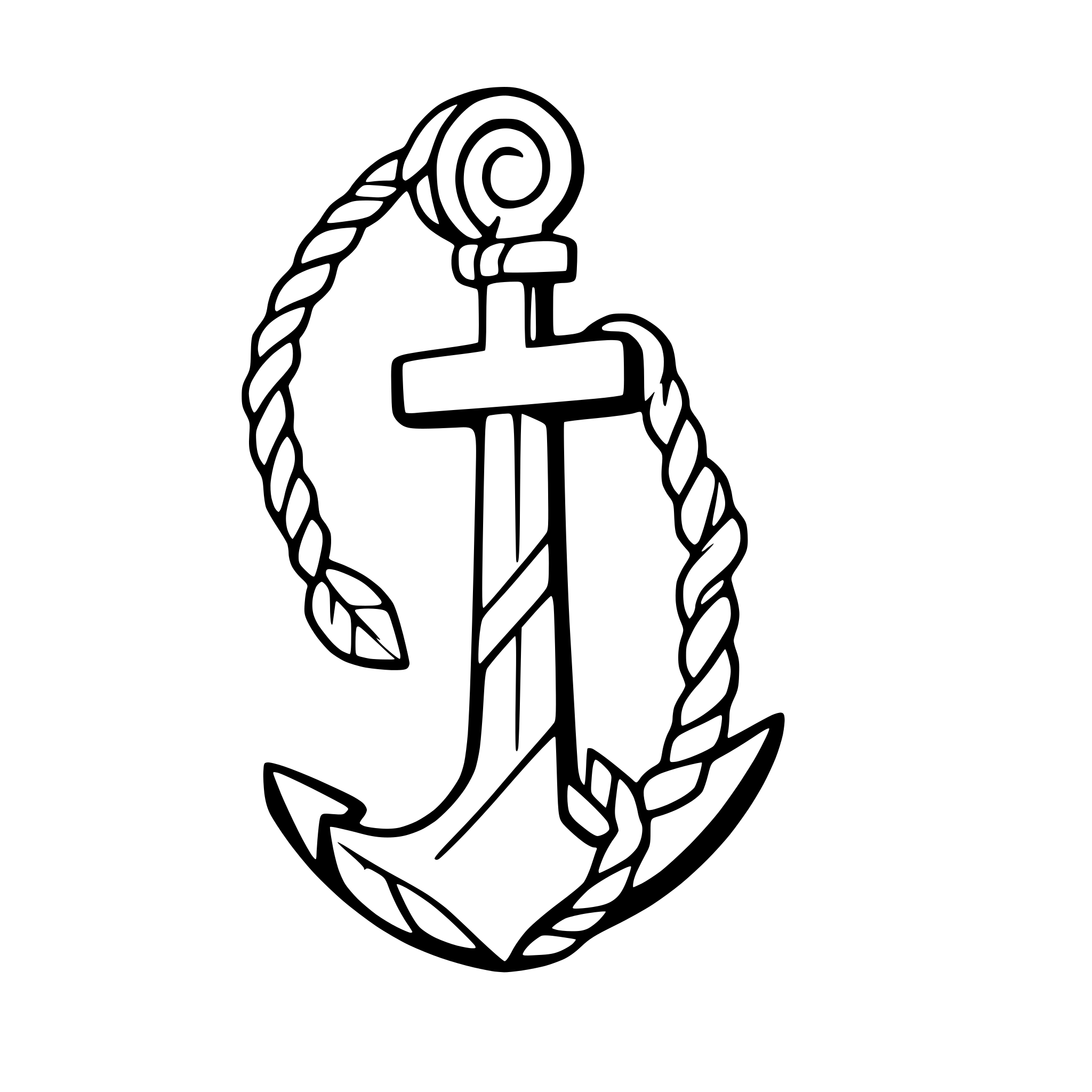 AI-generated SVG of a anchor with rope and waves
