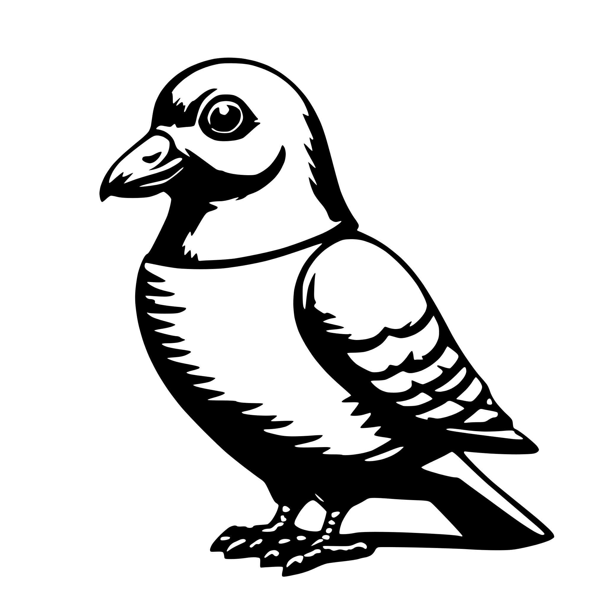 AI-generated SVG of 'smart pigeon with a letter'