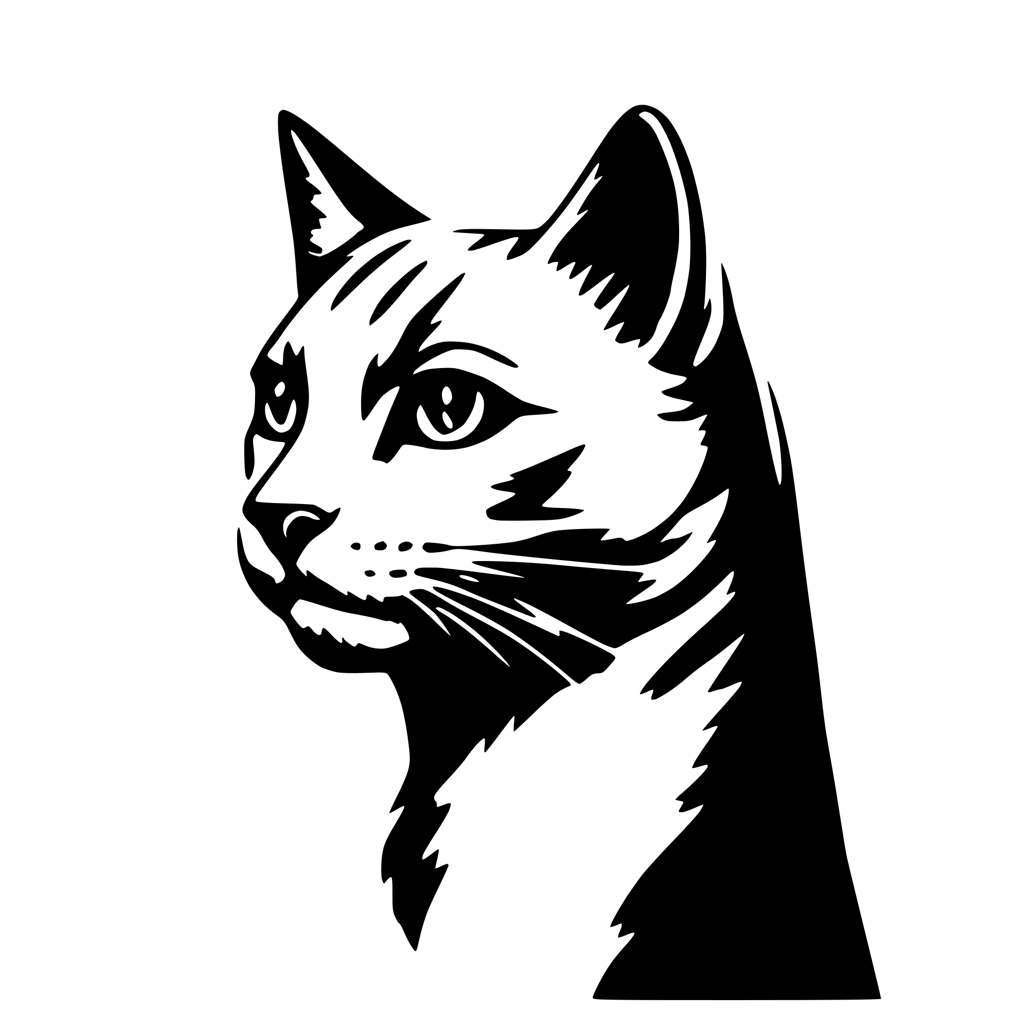 AI-generated SVG of 'profile of cat, minimalist'