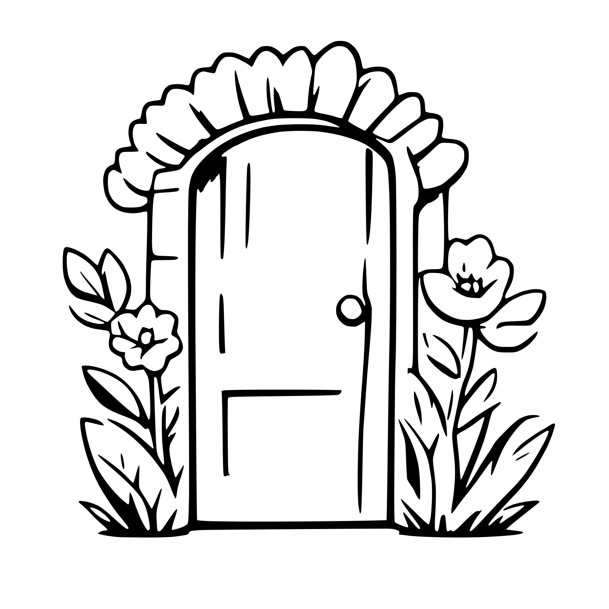 AI-generated SVG of a flowers oppening like a door
