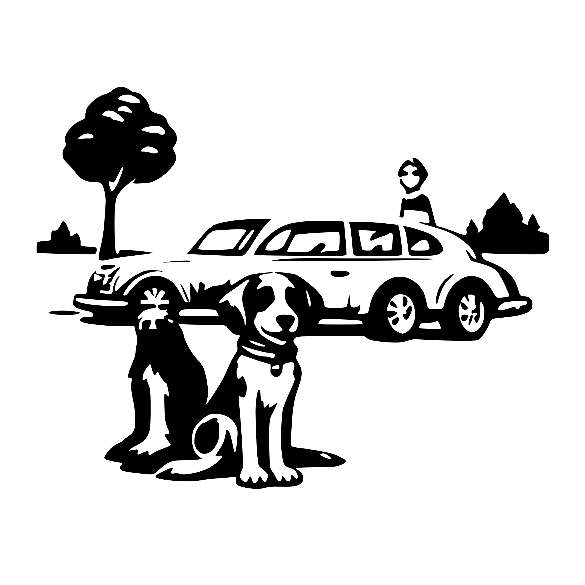 AI-generated SVG of a one dog and one car