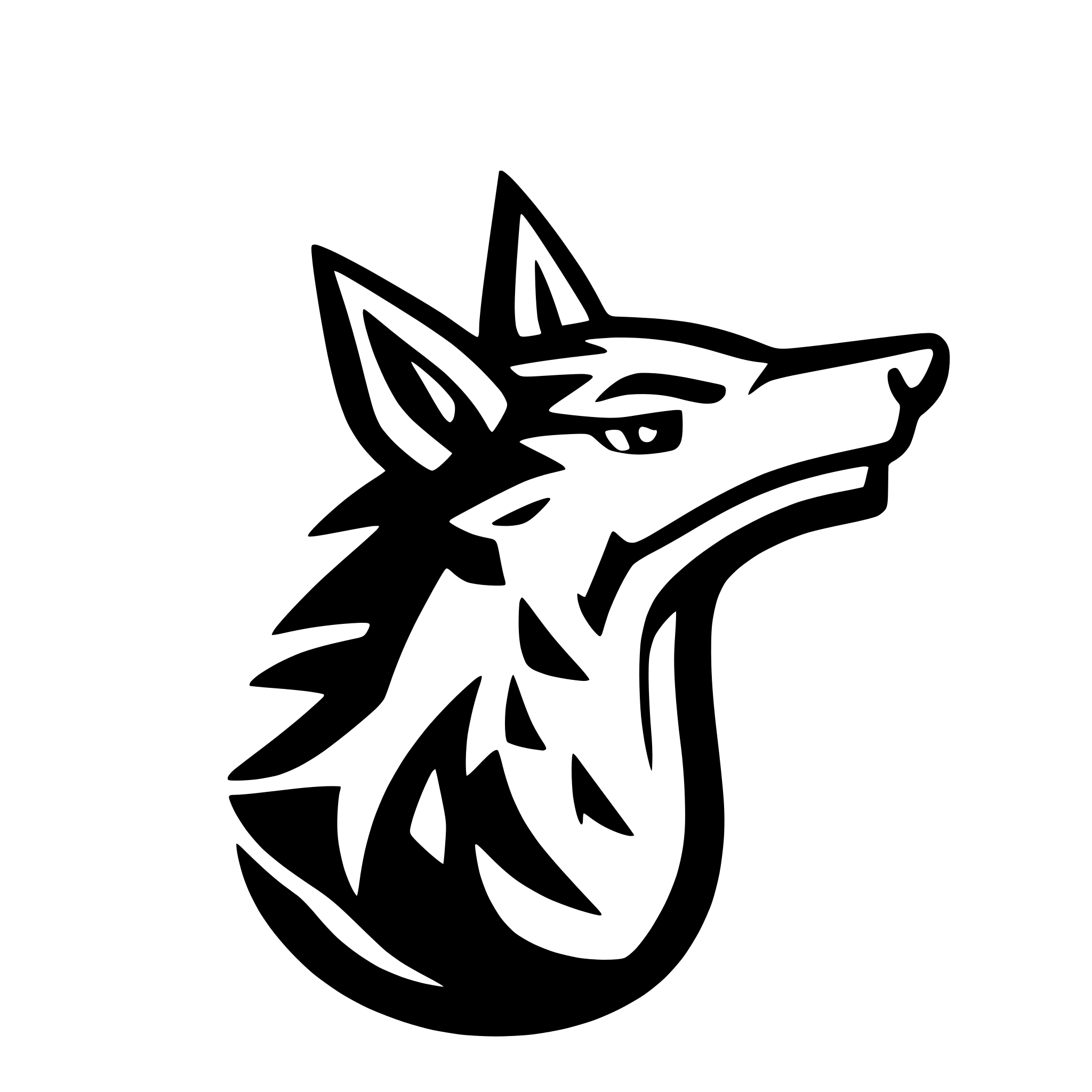 AI-generated SVG of a Coyote face looking forwards. Open mouth, howling.