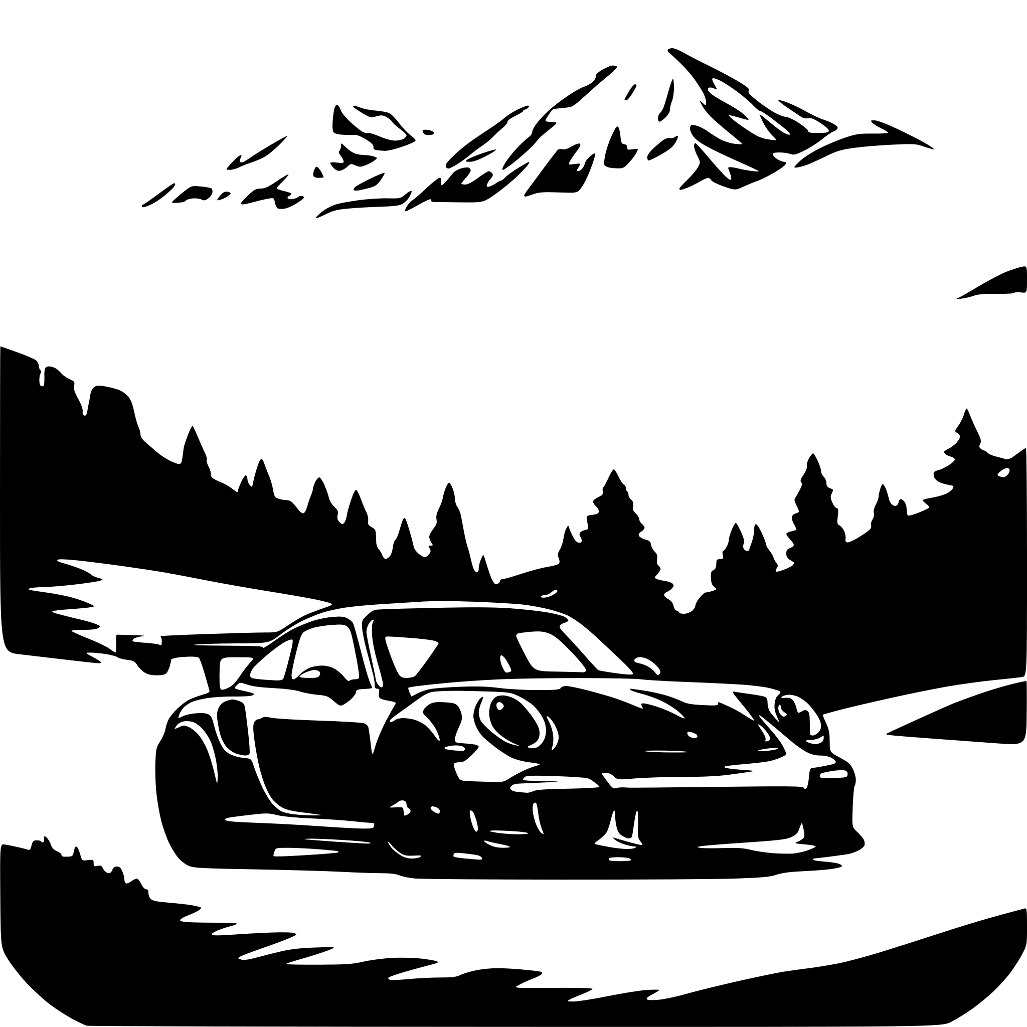 AI-generated SVG of a Porsche 911 gt3 rs with mountains in the background