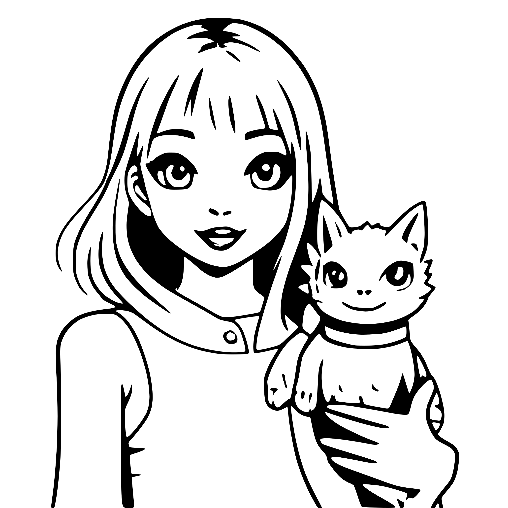 AI-generated SVG of a girl with pet dragon