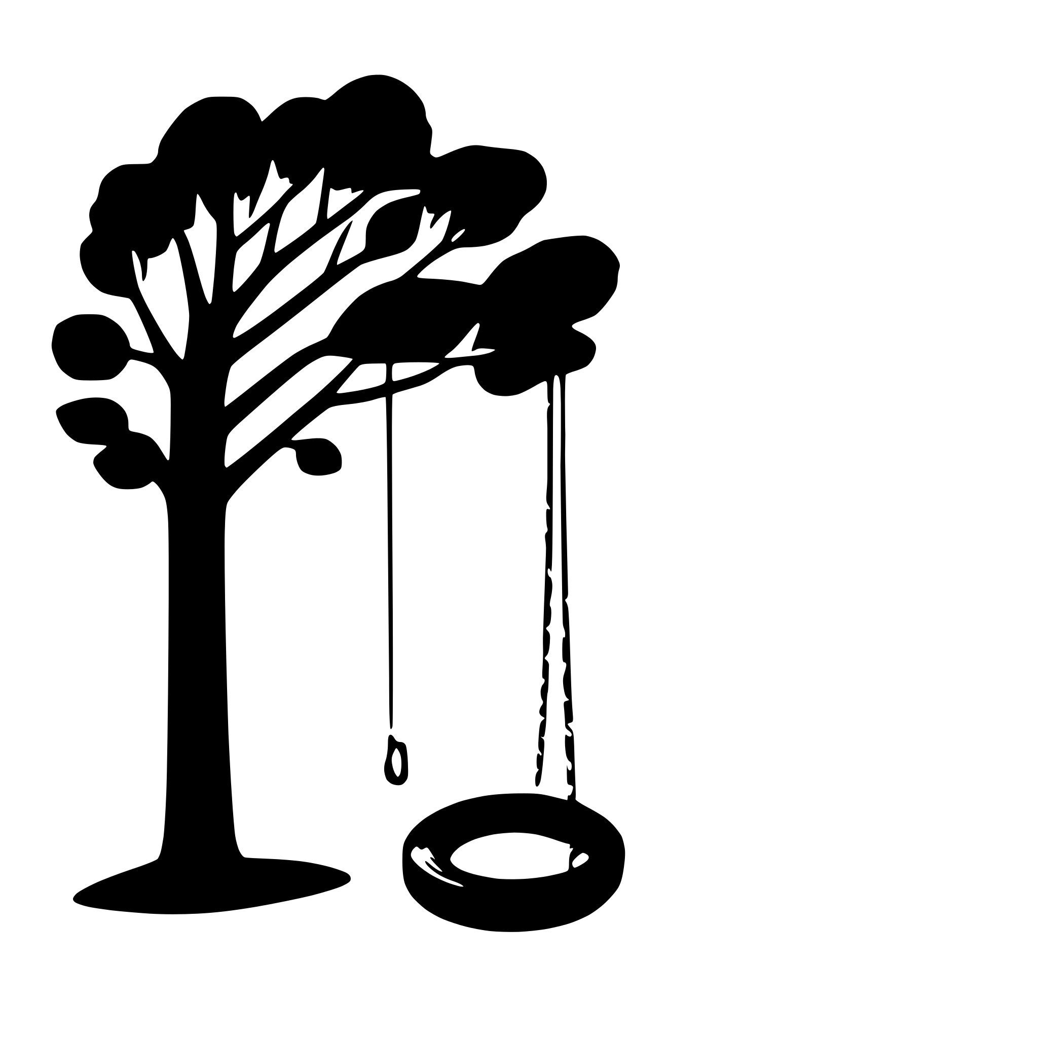 AI-generated SVG of 'tree with swinging tire'