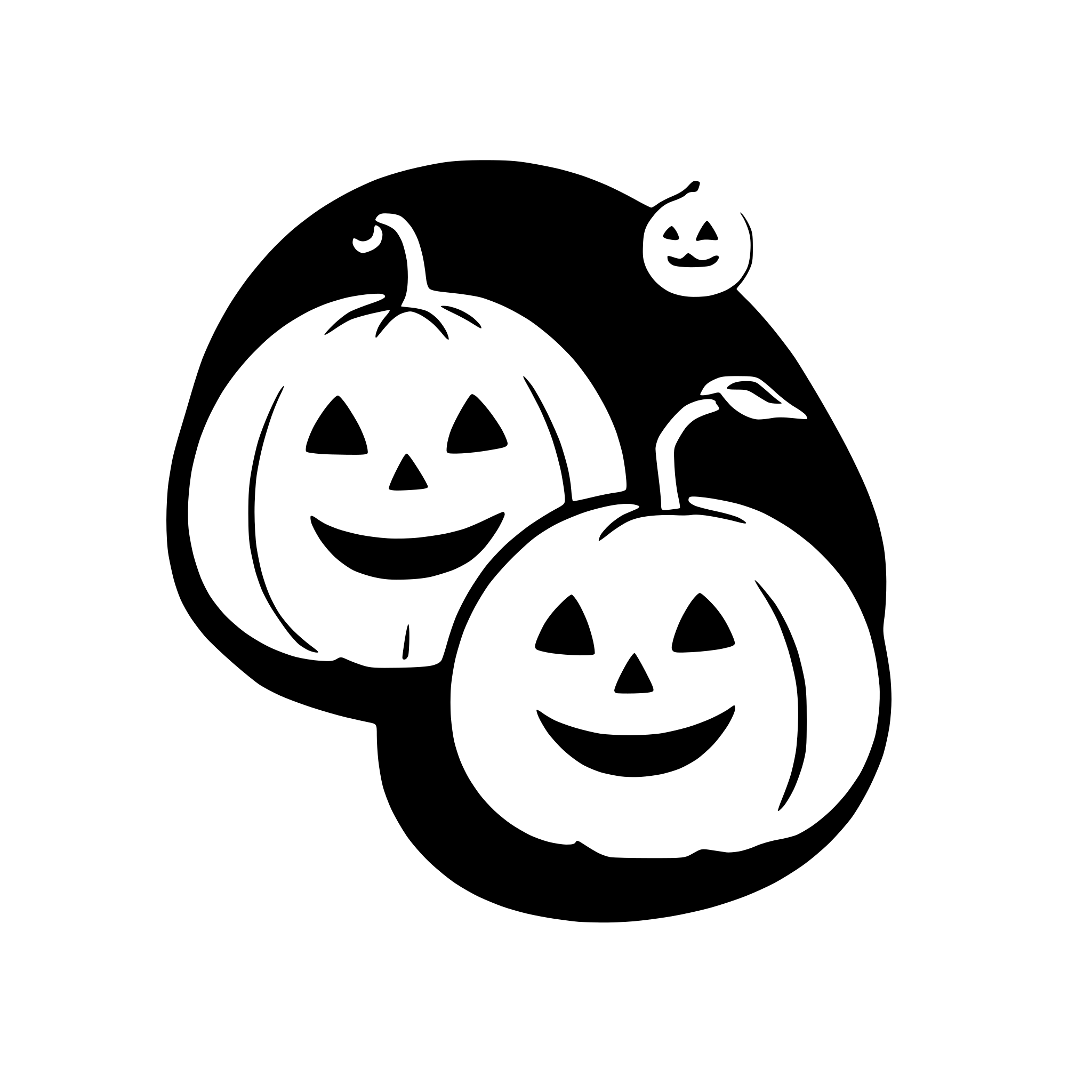 AI-generated SVG of a three funny halloween pumpkins