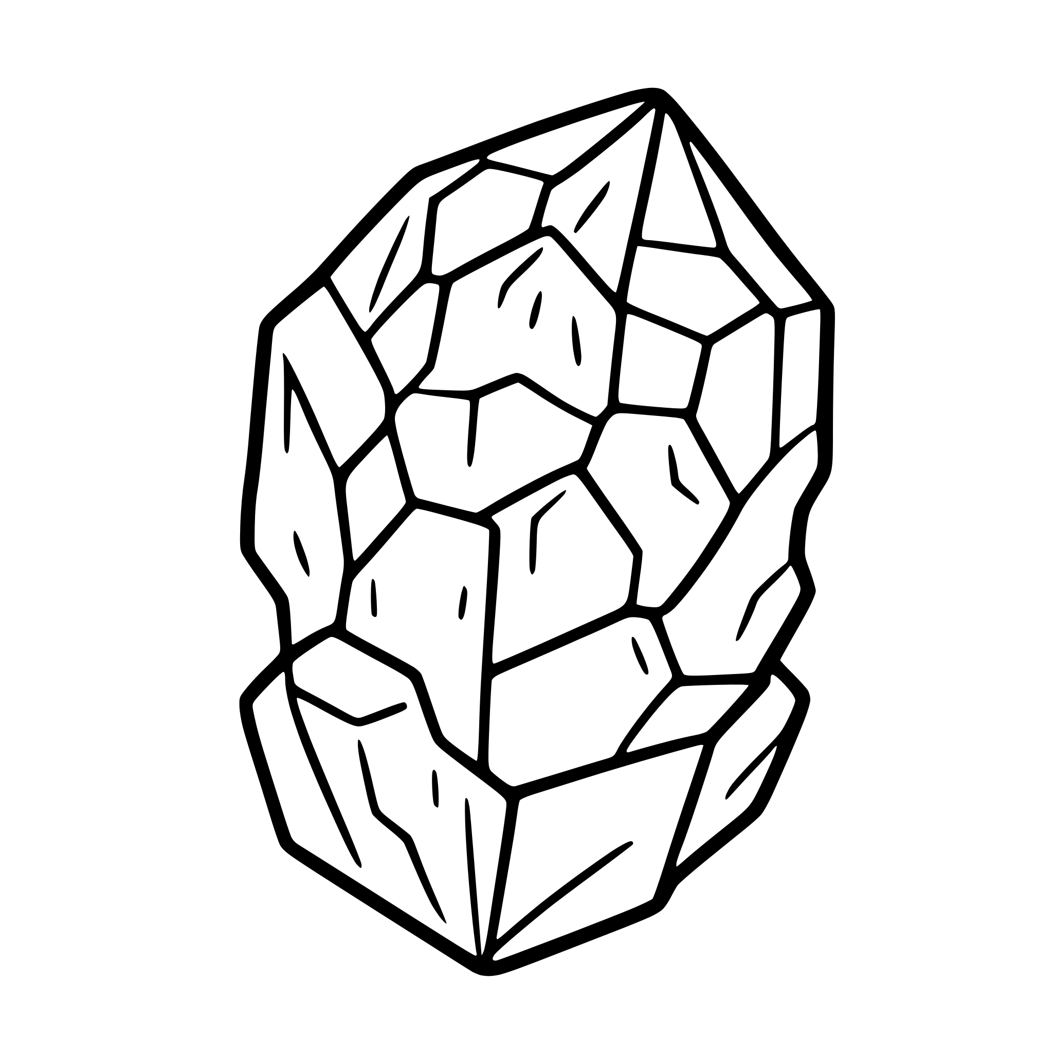 AI-generated SVG of a crystal cluster with sparkles