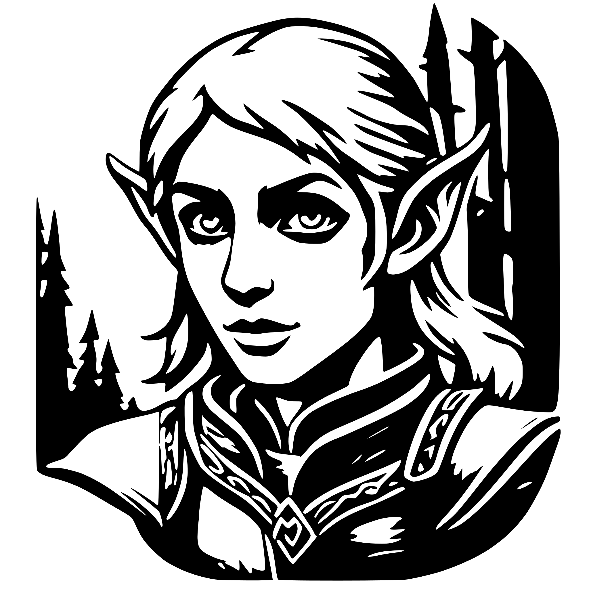 AI-generated SVG of a forest elf warrior