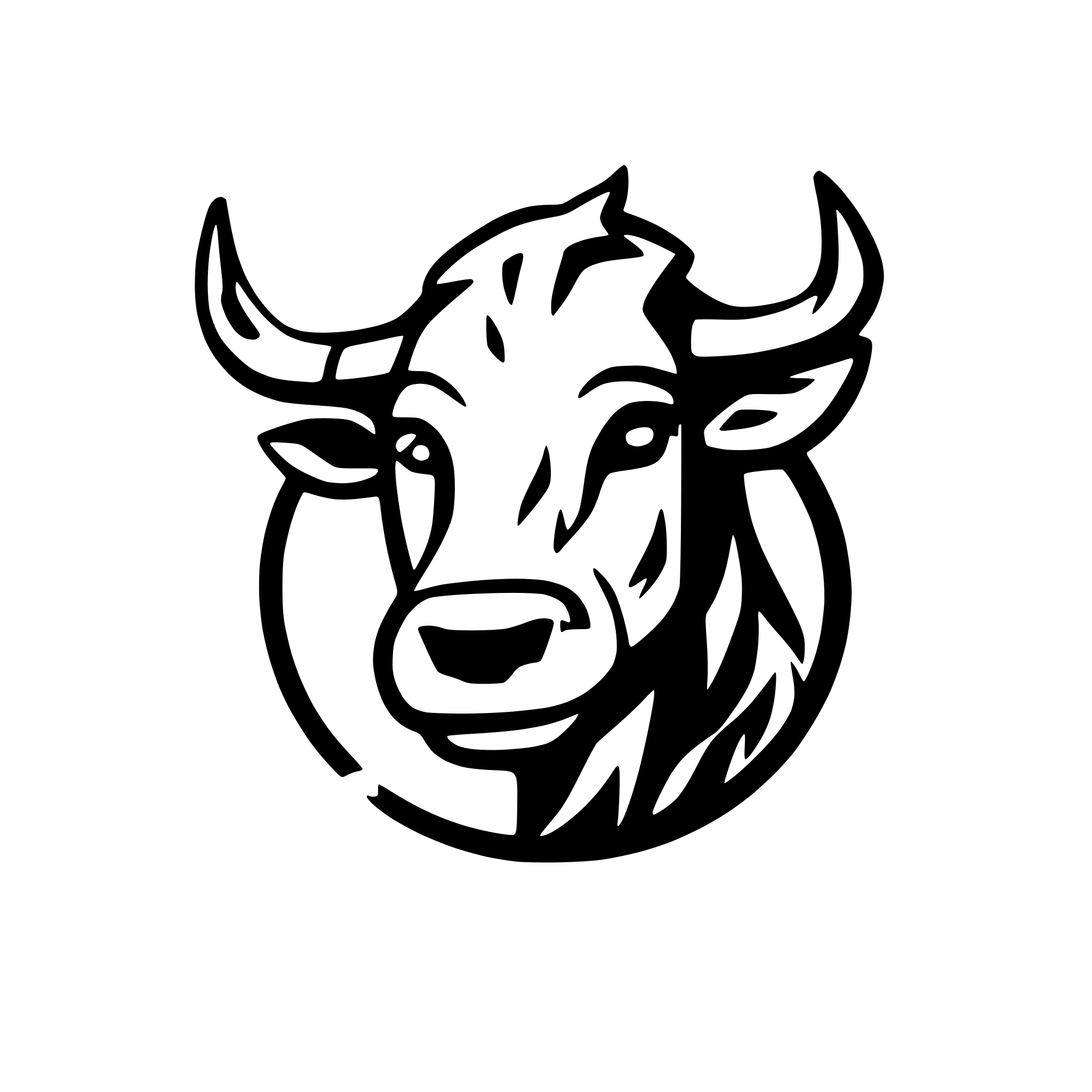AI-generated SVG of a Cow with the trishul mounted on it