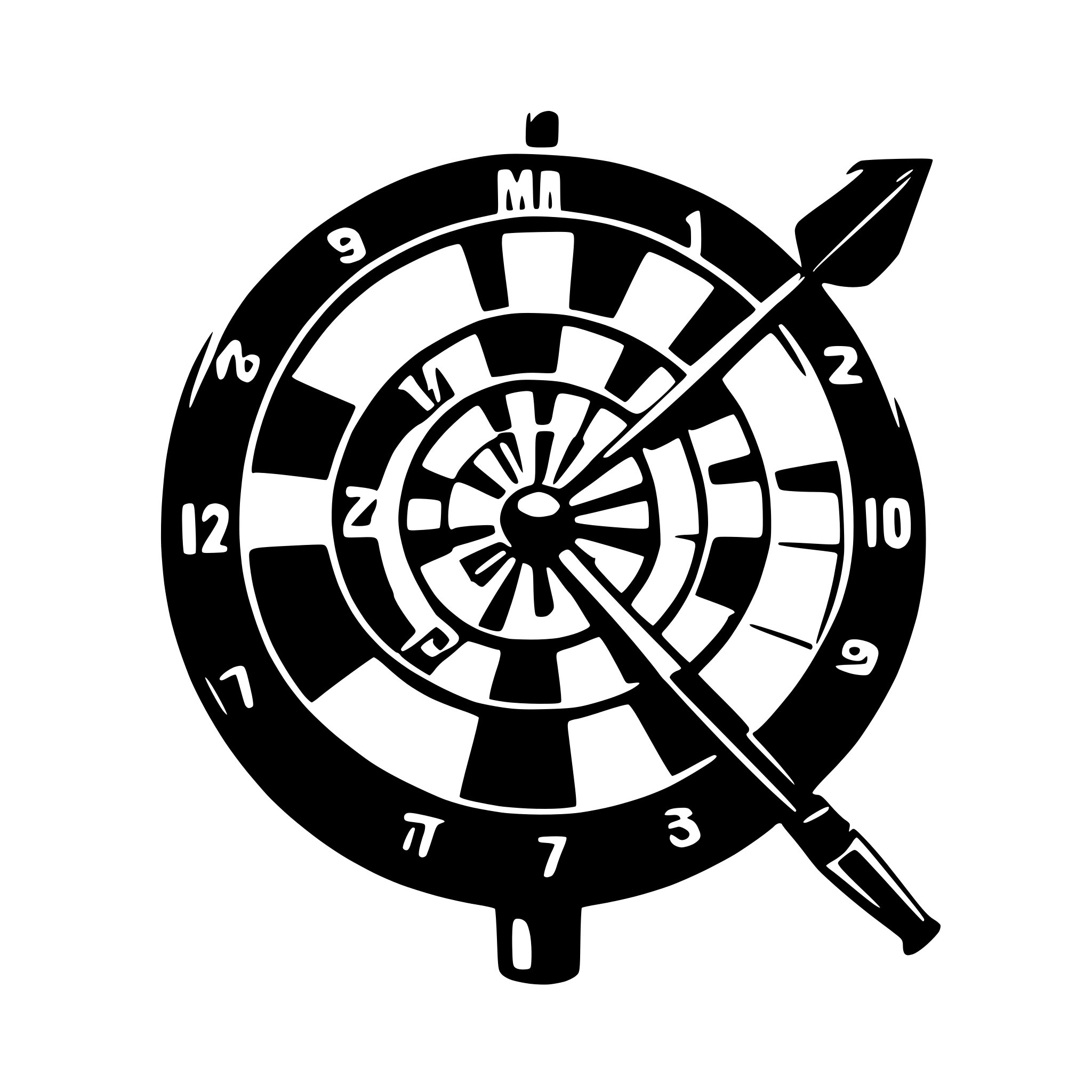 AI-generated SVG of a Darts steel from letters m and p