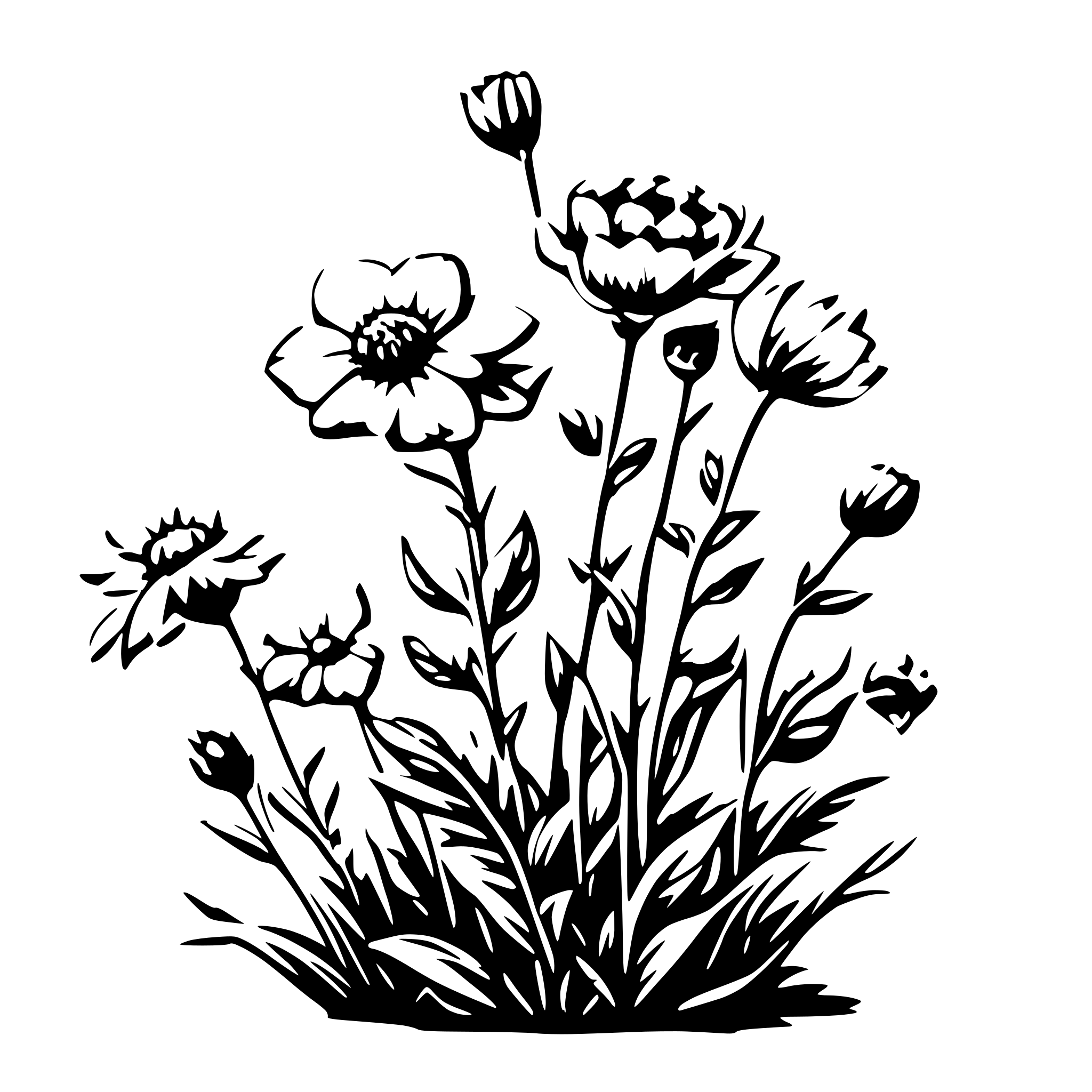 AI-generated SVG of 'wildflowers in a chain for laser engraving'