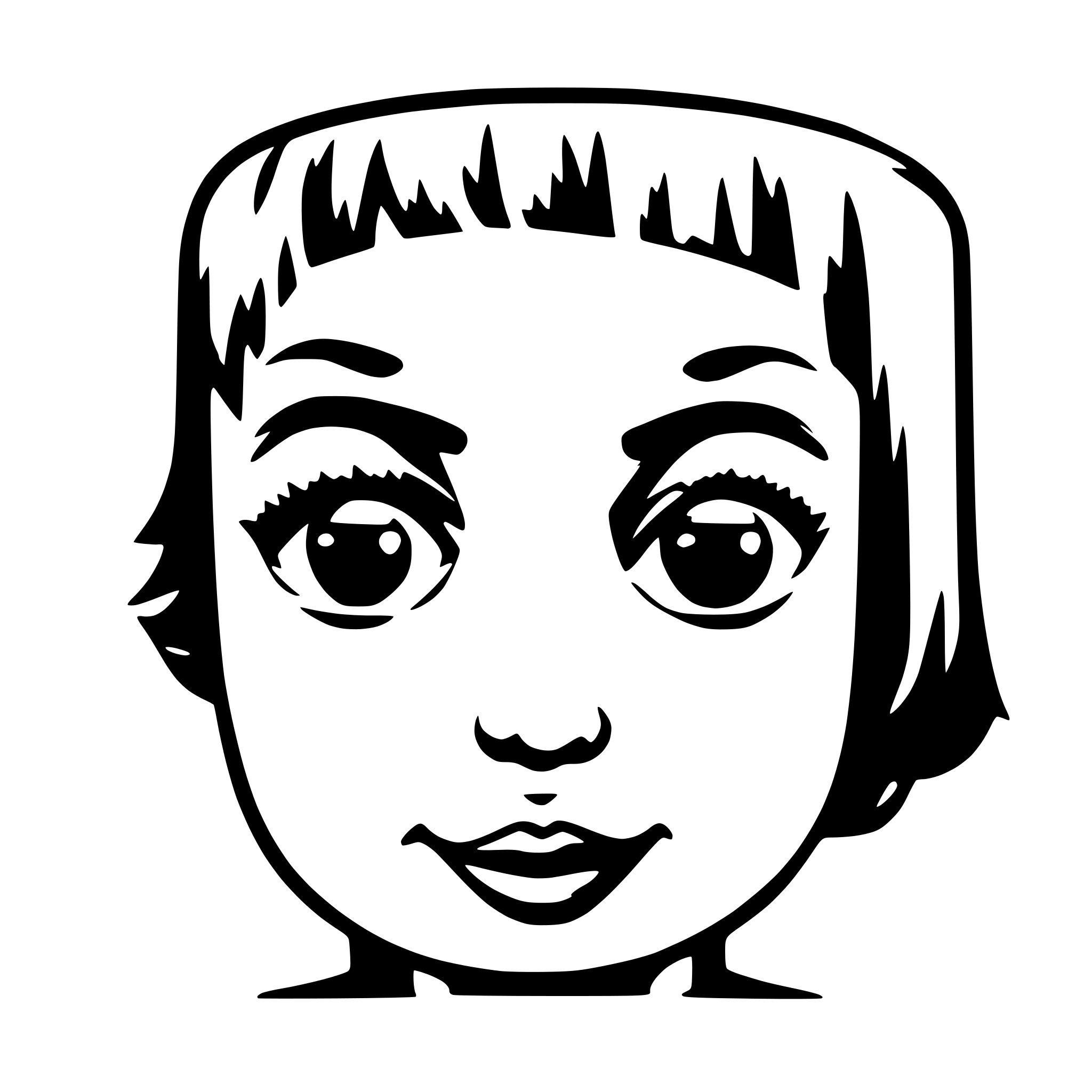 AI-generated SVG of 'a cute computer screen with a face drawn by three lines. one for the mouth and two for eyebrows. No human character'
