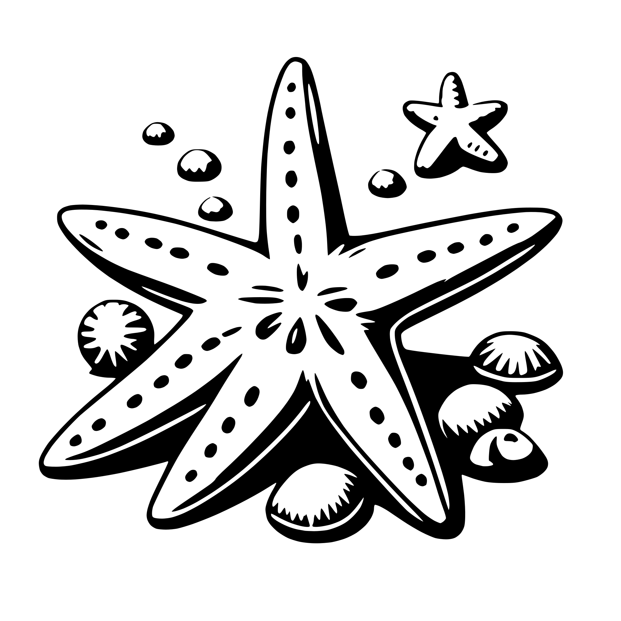 AI-generated SVG of a starfish and shells