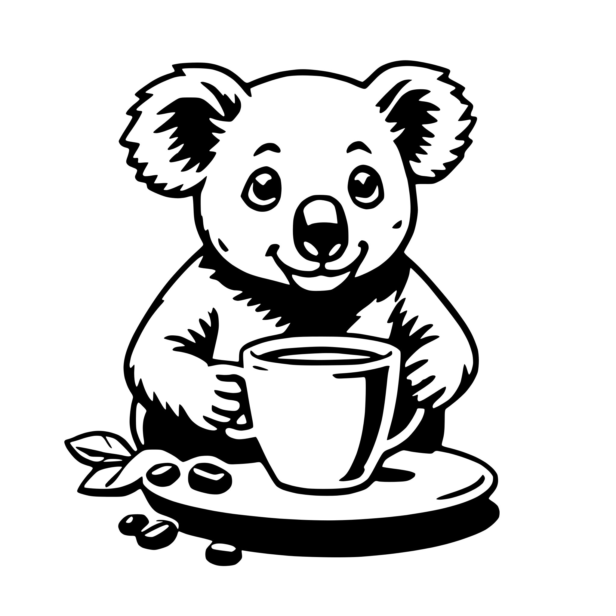 AI-generated SVG of 'koala with coffee'
