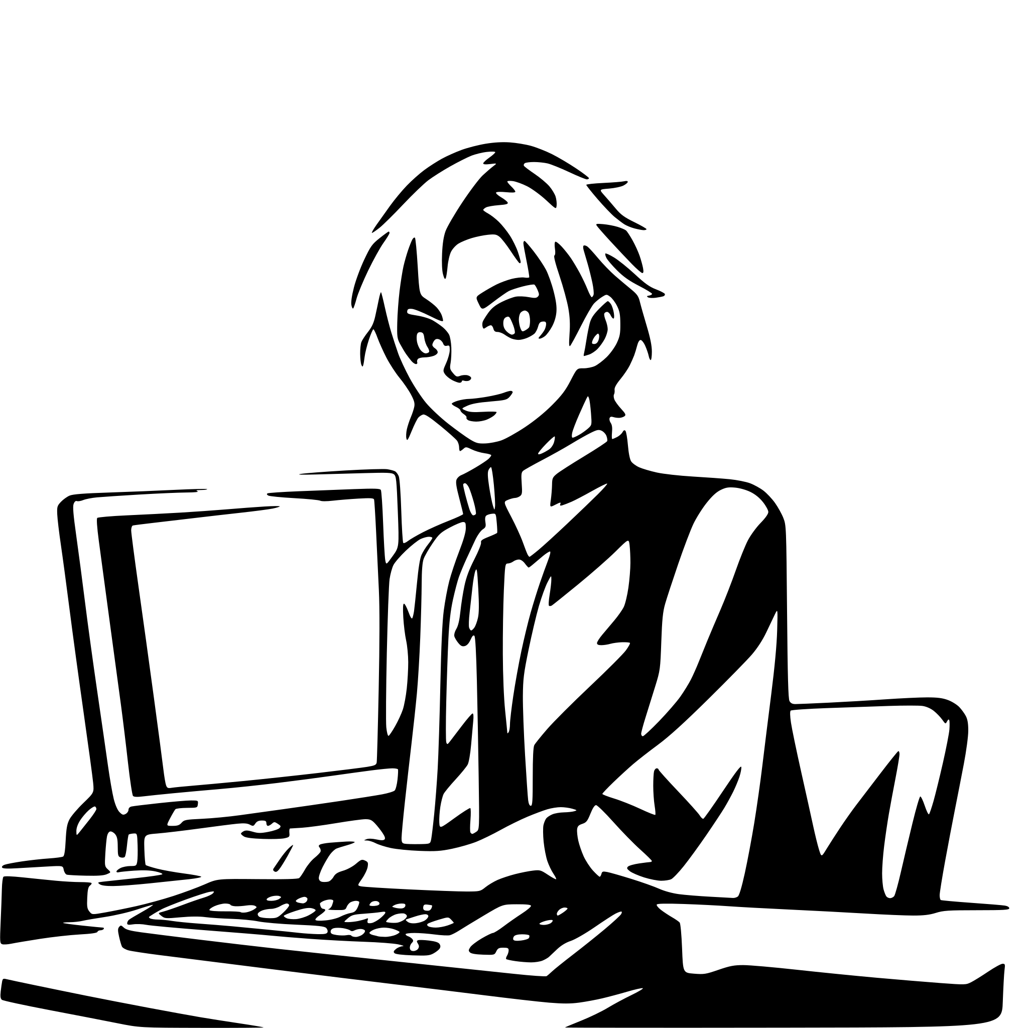 AI-generated SVG of a a man in front of monitor