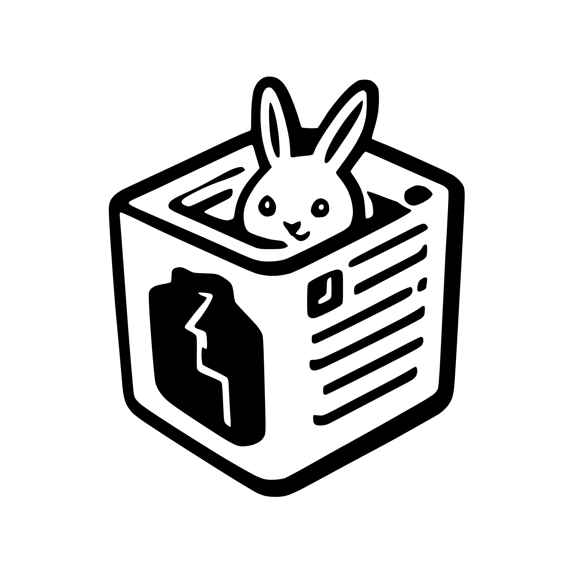 AI-generated SVG of a Generate me a png file. The idea is a rabbit and a storage drive, it should be a square icon (500x500px), no border, it should be abstract, no rabbit face detail.