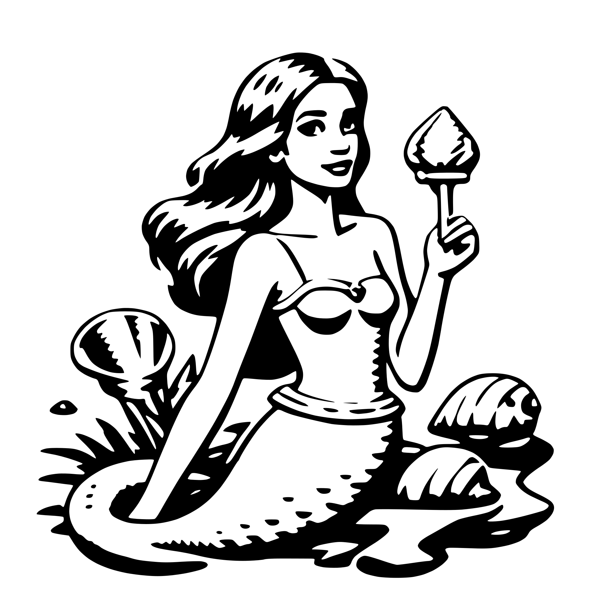 AI-generated SVG of 'mermaid with shell'