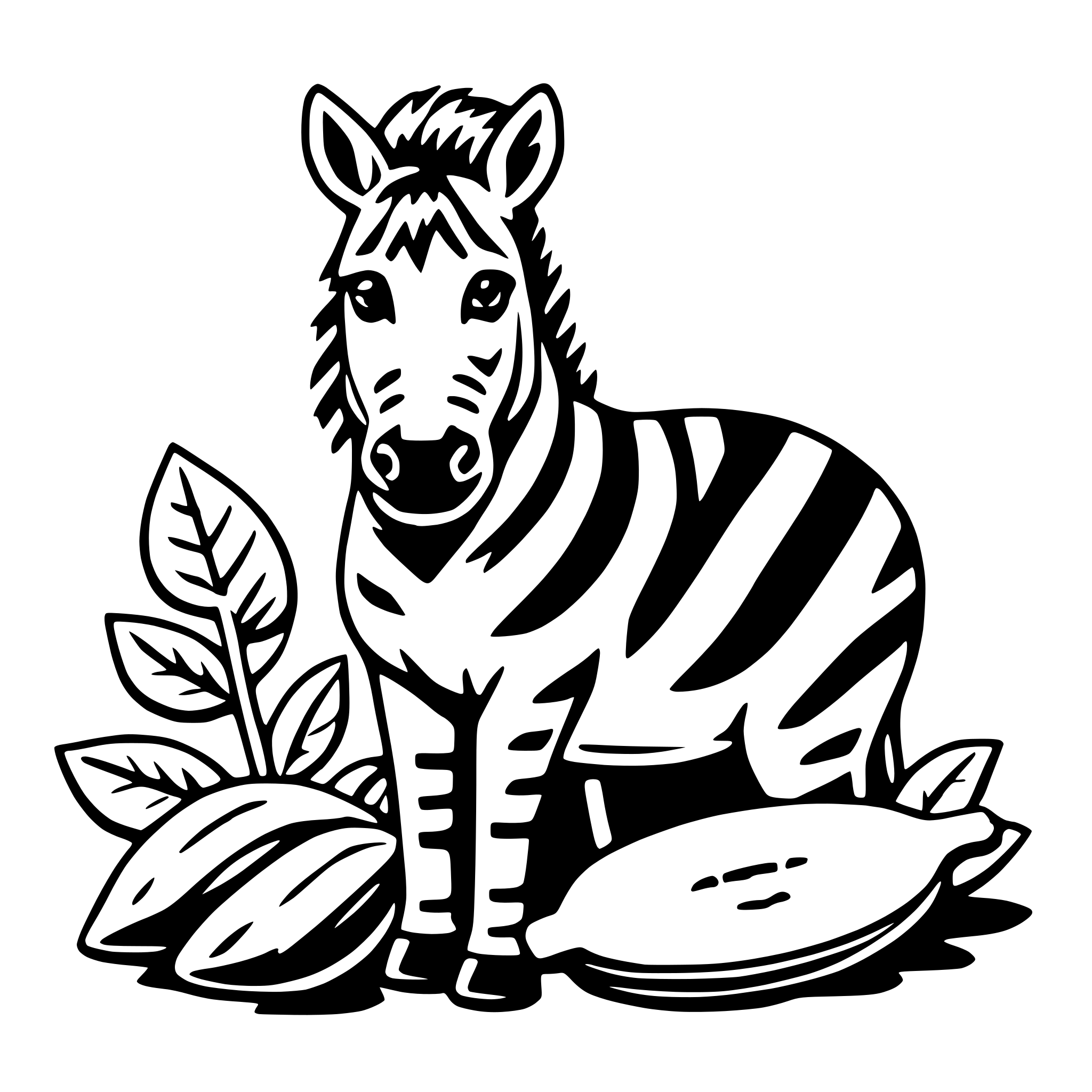 AI-generated SVG of 'zebra with zucchini'