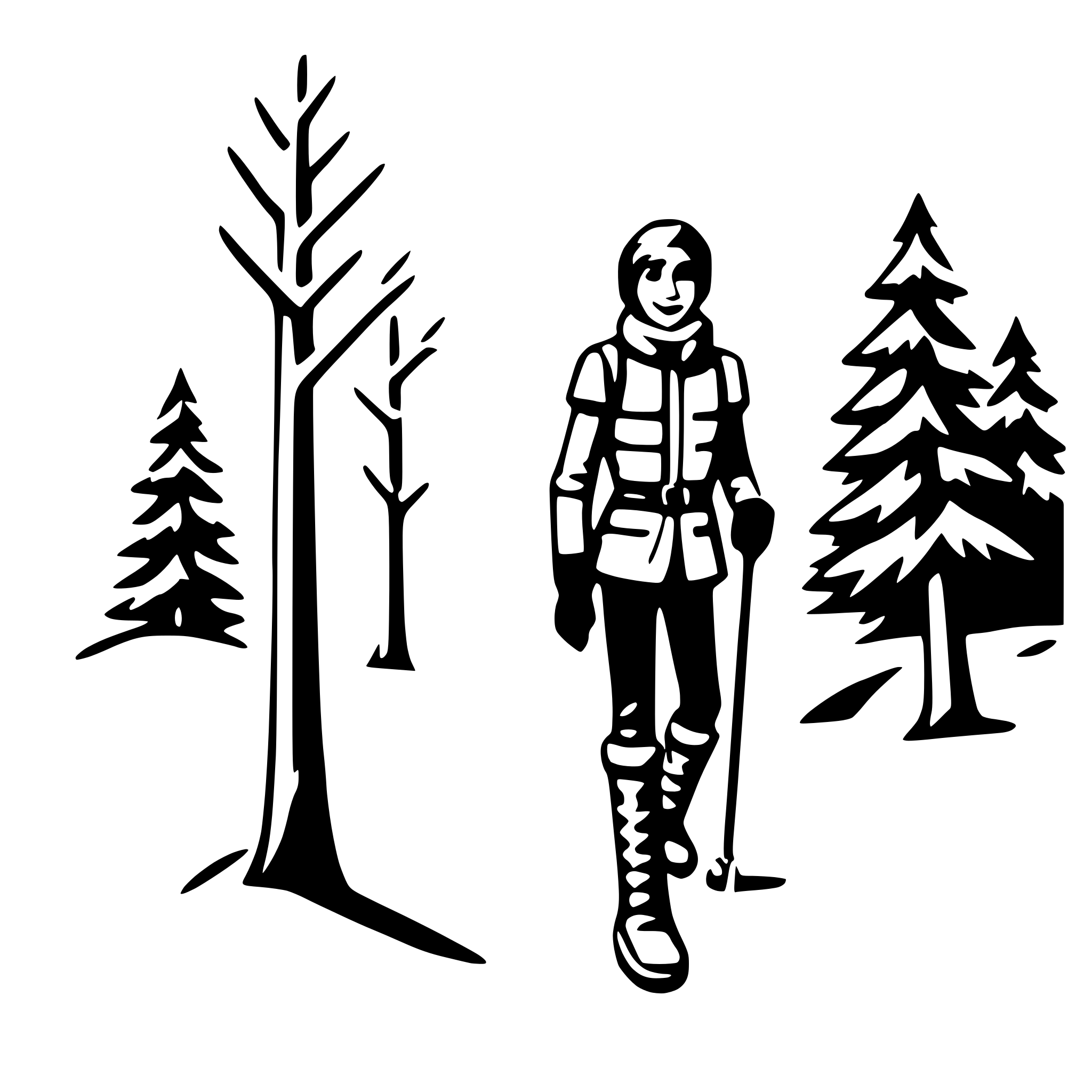 AI-generated SVG of a snowshoeing in woods