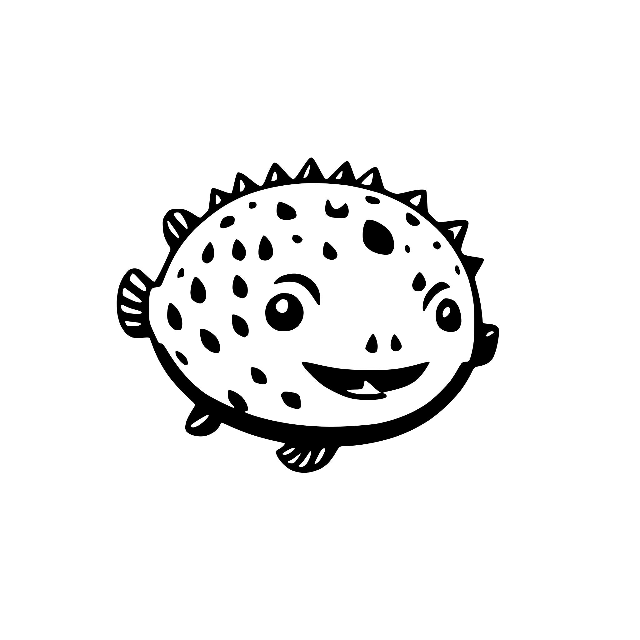AI-generated SVG of a happy puffer fish
