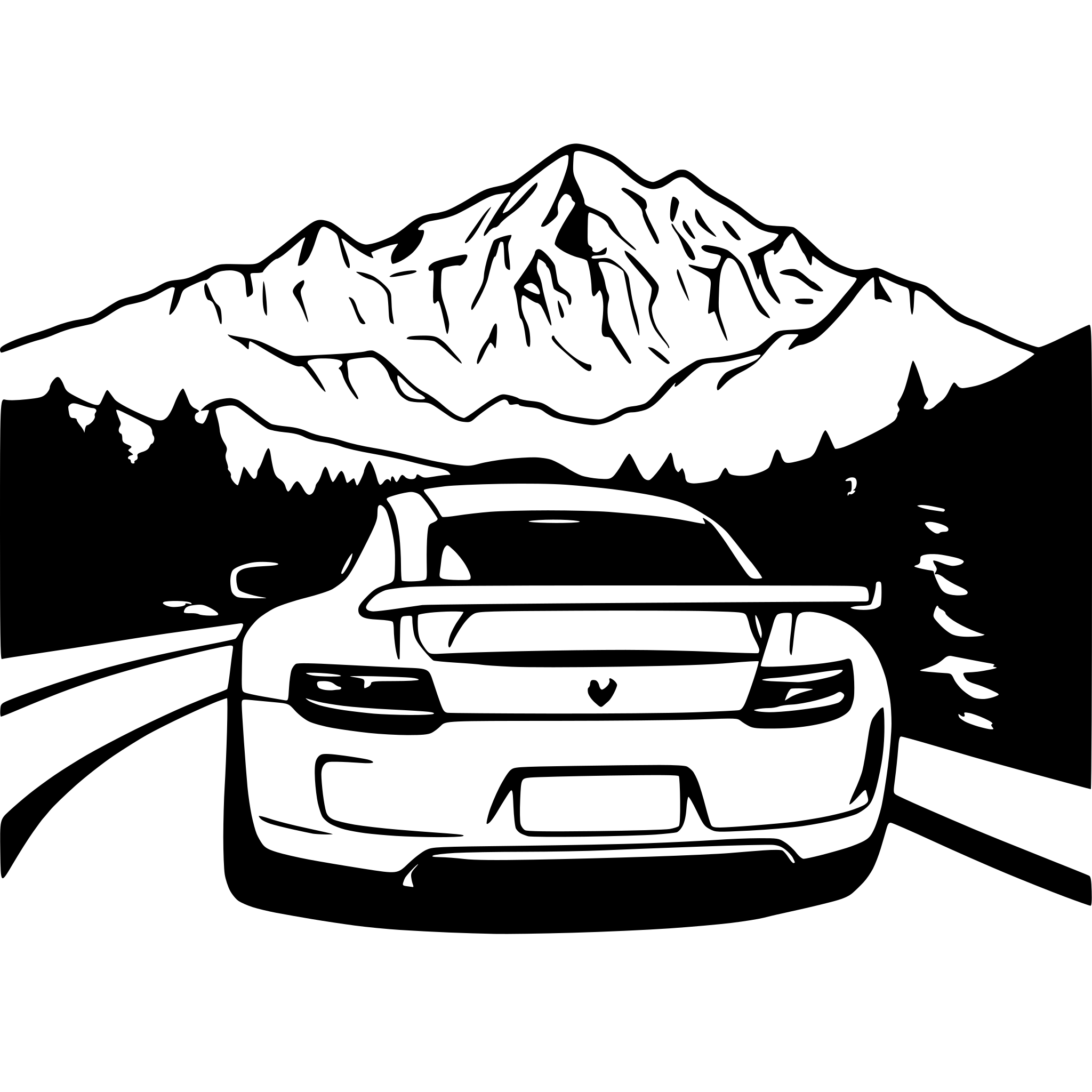 AI-generated SVG of a Porsche 911 gt3 rs with mountains in the background