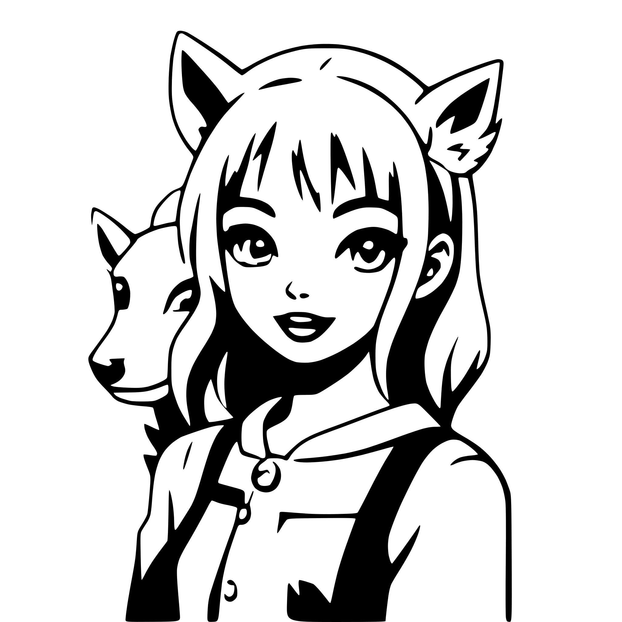 AI-generated SVG of 'girl with wolf companion'