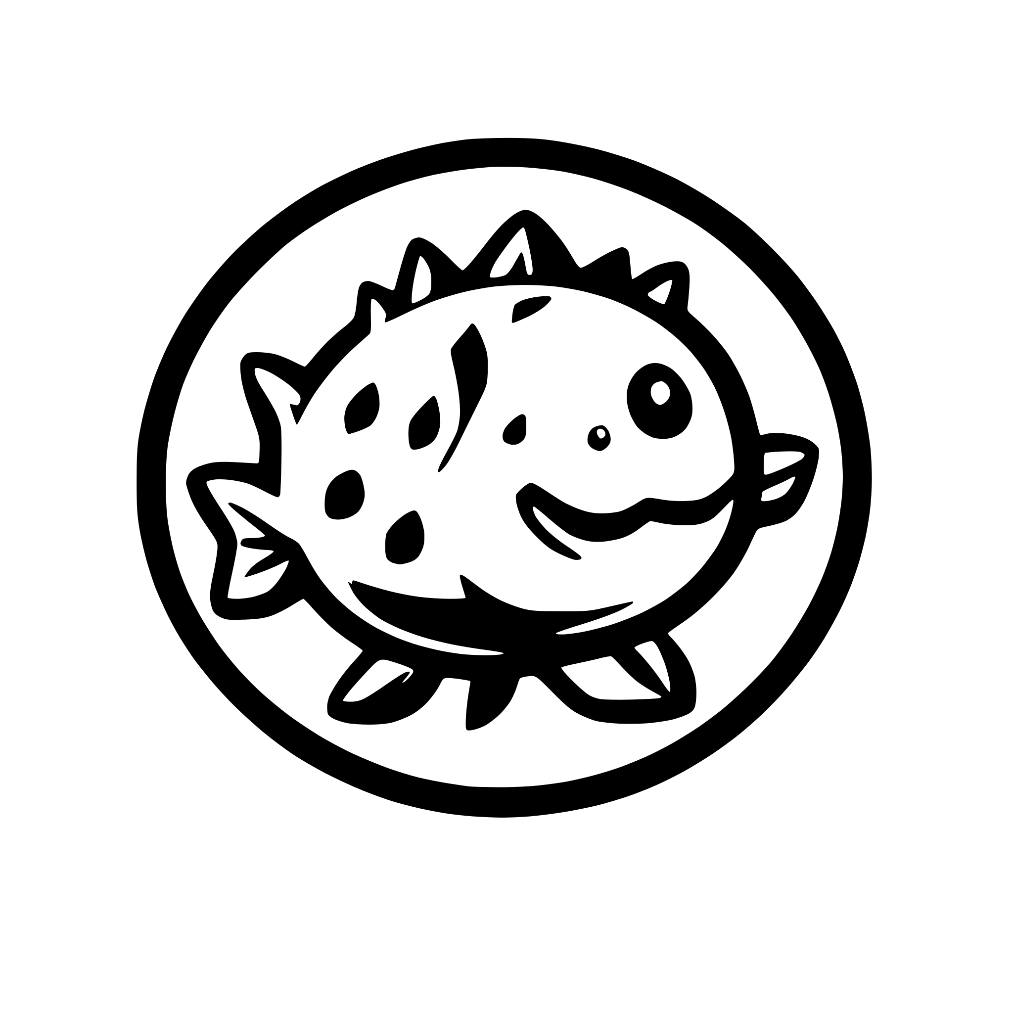 AI-generated SVG of a happy blowfish outlines like a modern logo