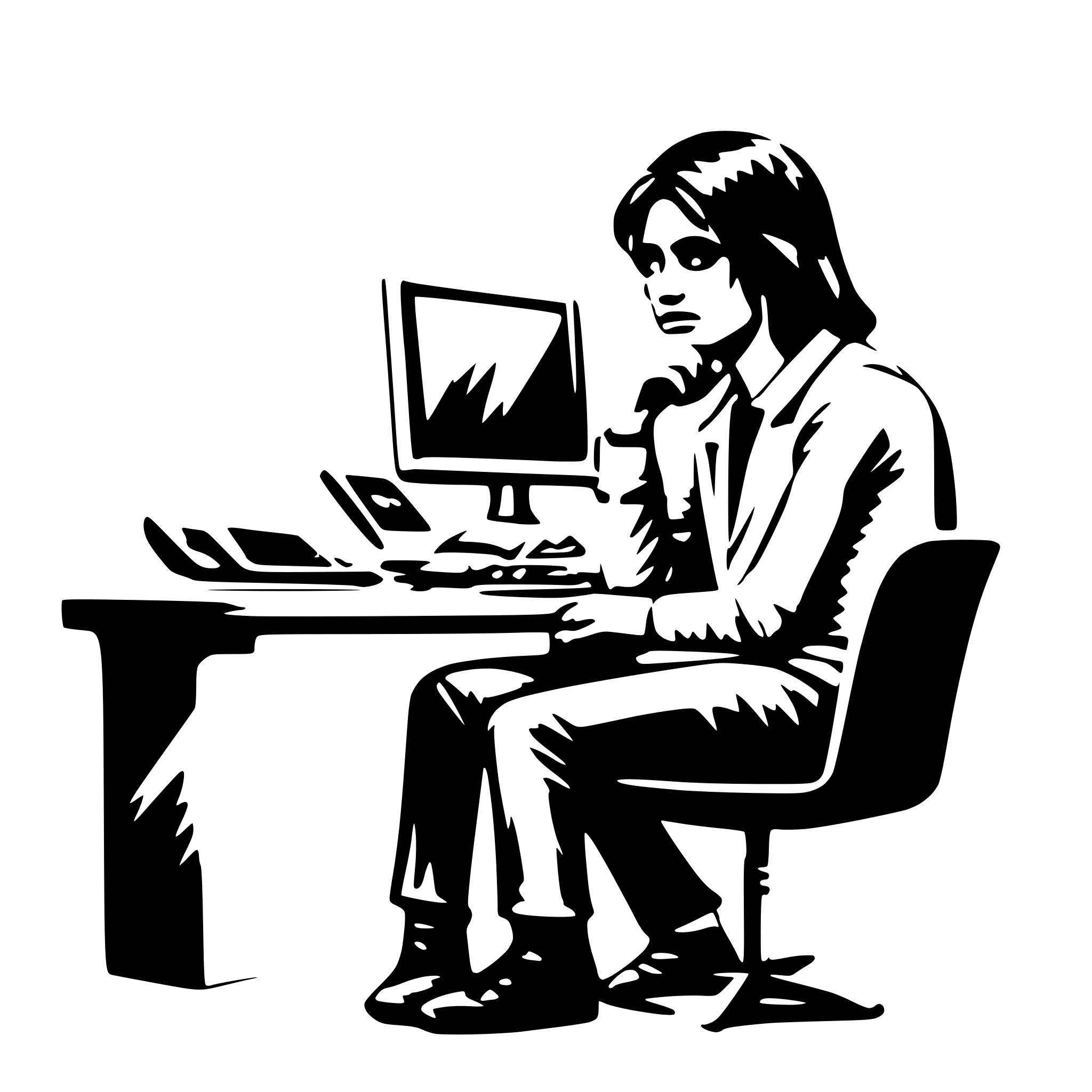 AI-generated SVG of 'a tired computer worker'