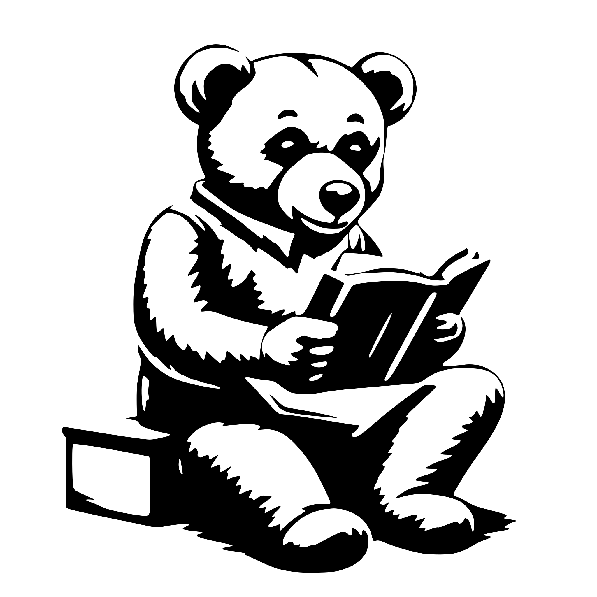 AI-generated SVG of 'sitting teddy bear holding book'