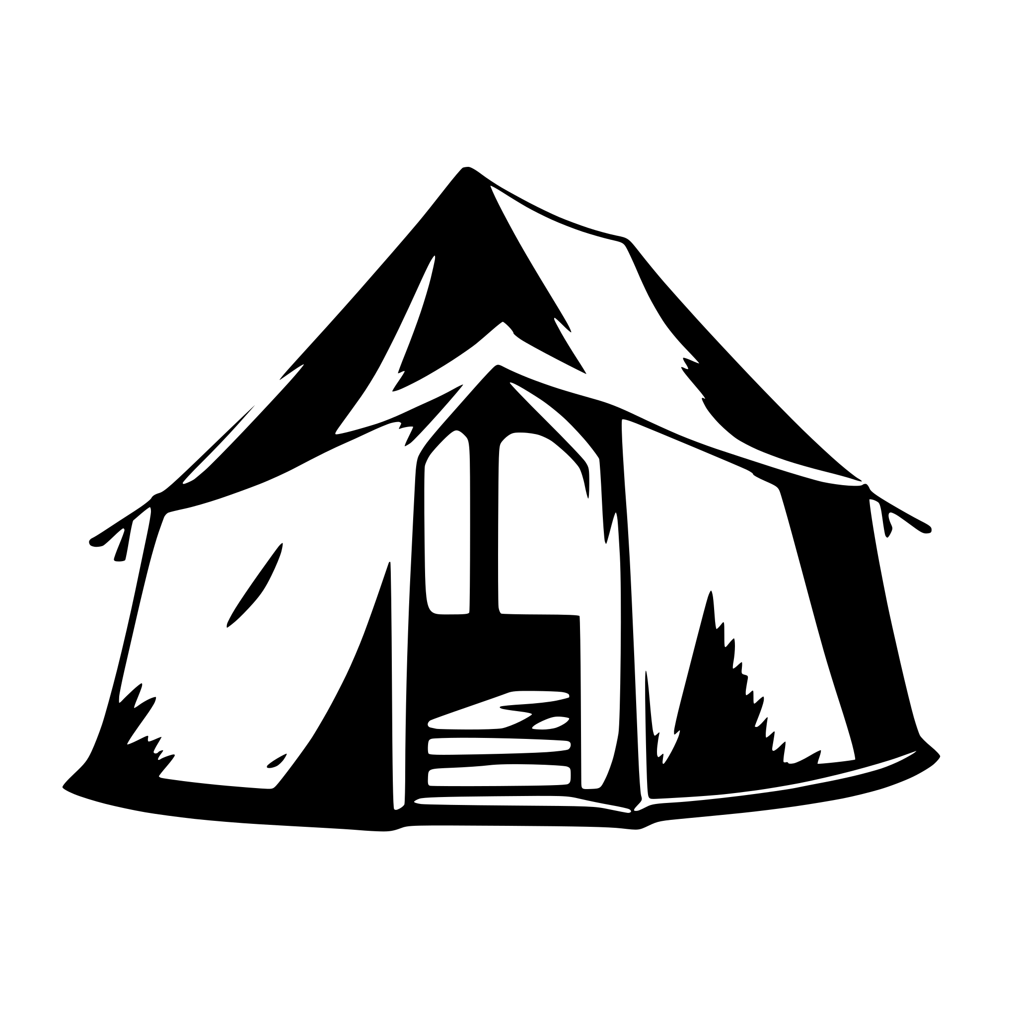AI-generated SVG of '2d simple black tent'