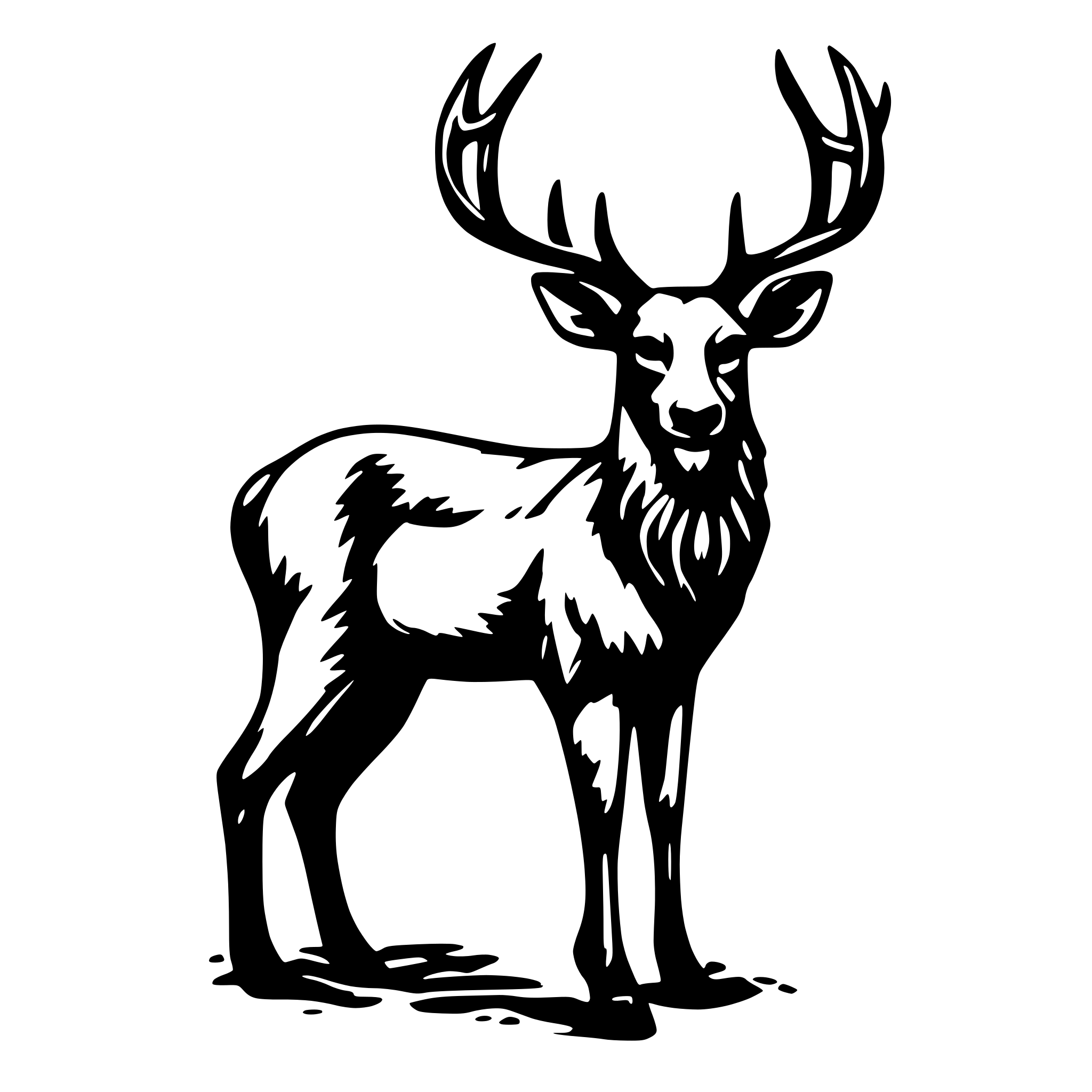 AI-generated SVG of a bearded deer with big antlers