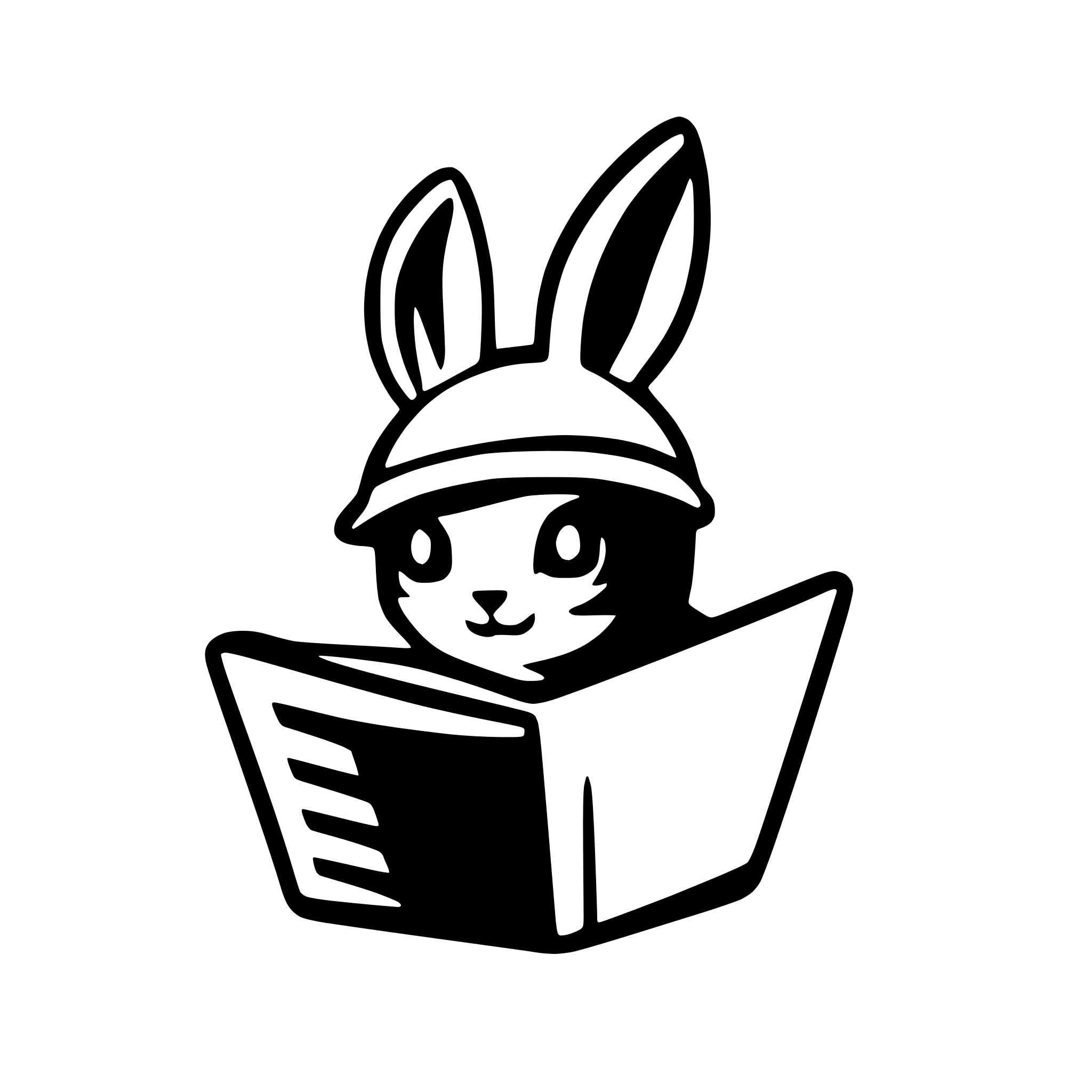 AI-generated SVG of a a bunny reading a long paper coming out of a hat