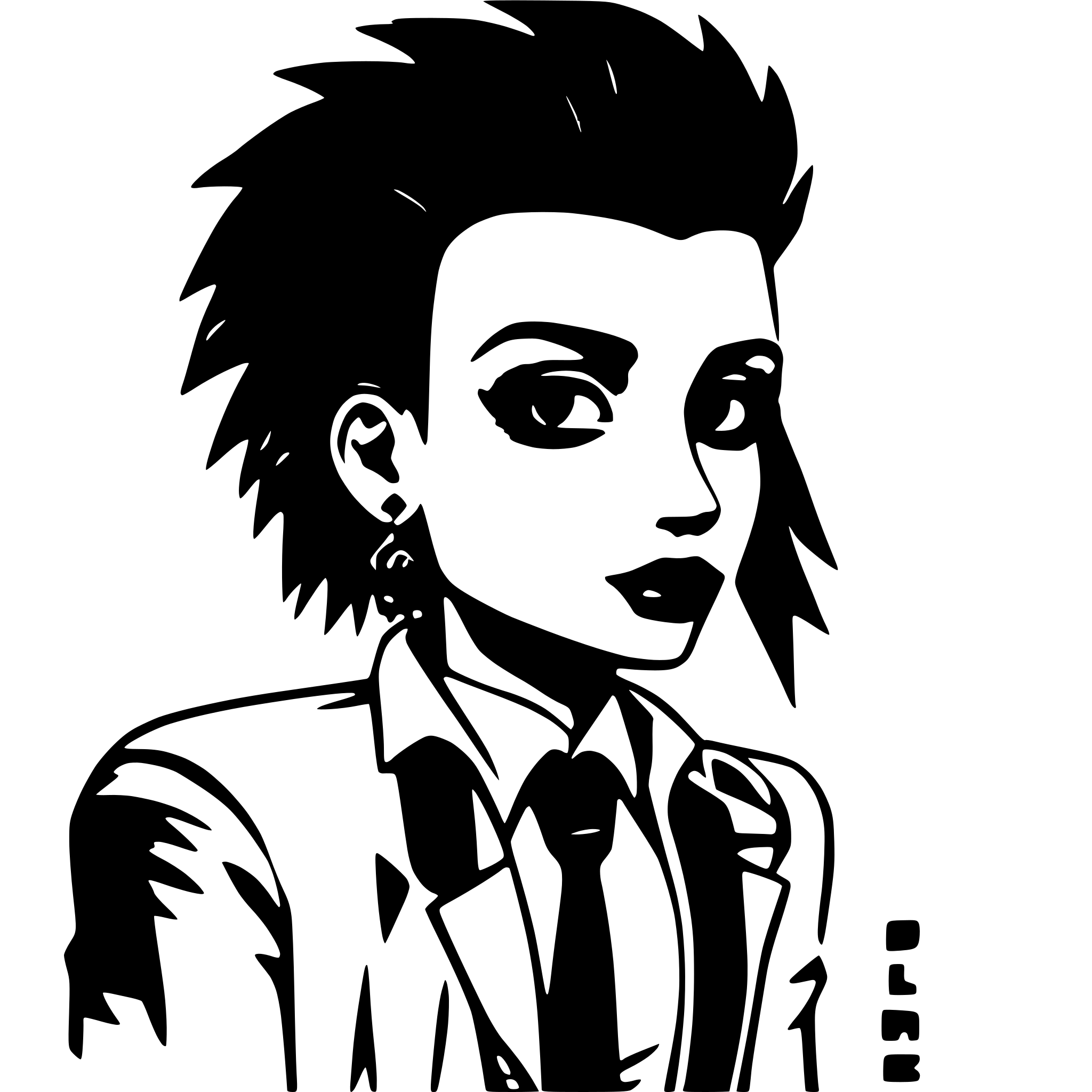 AI-generated SVG of a funny cartoon character. punk girl, pink mohawk, wearing a business suit AI-generated SVG of a funny cartoon character. punk girl, pink mohawk, wearing a business suit