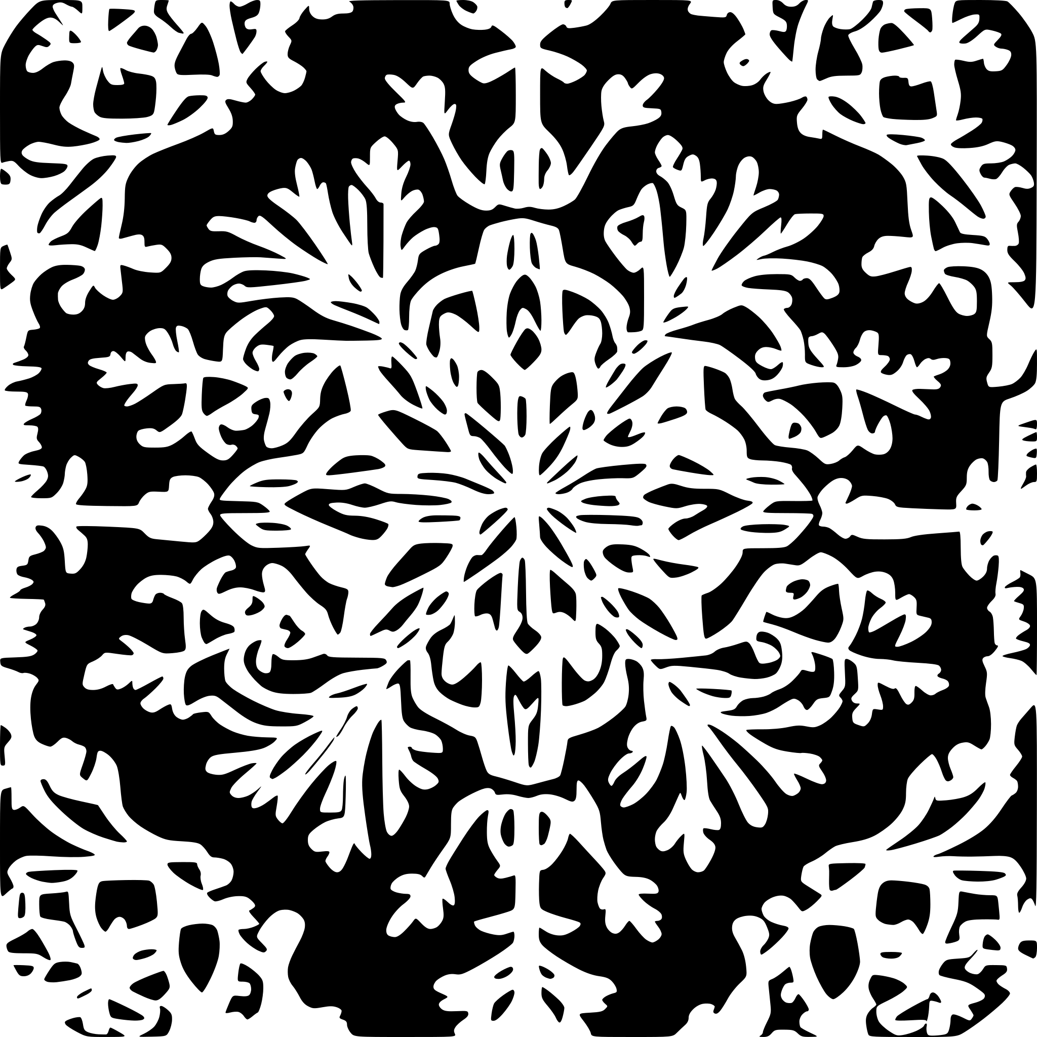 AI-generated SVG of a black gobo with lots of little white snowflakes