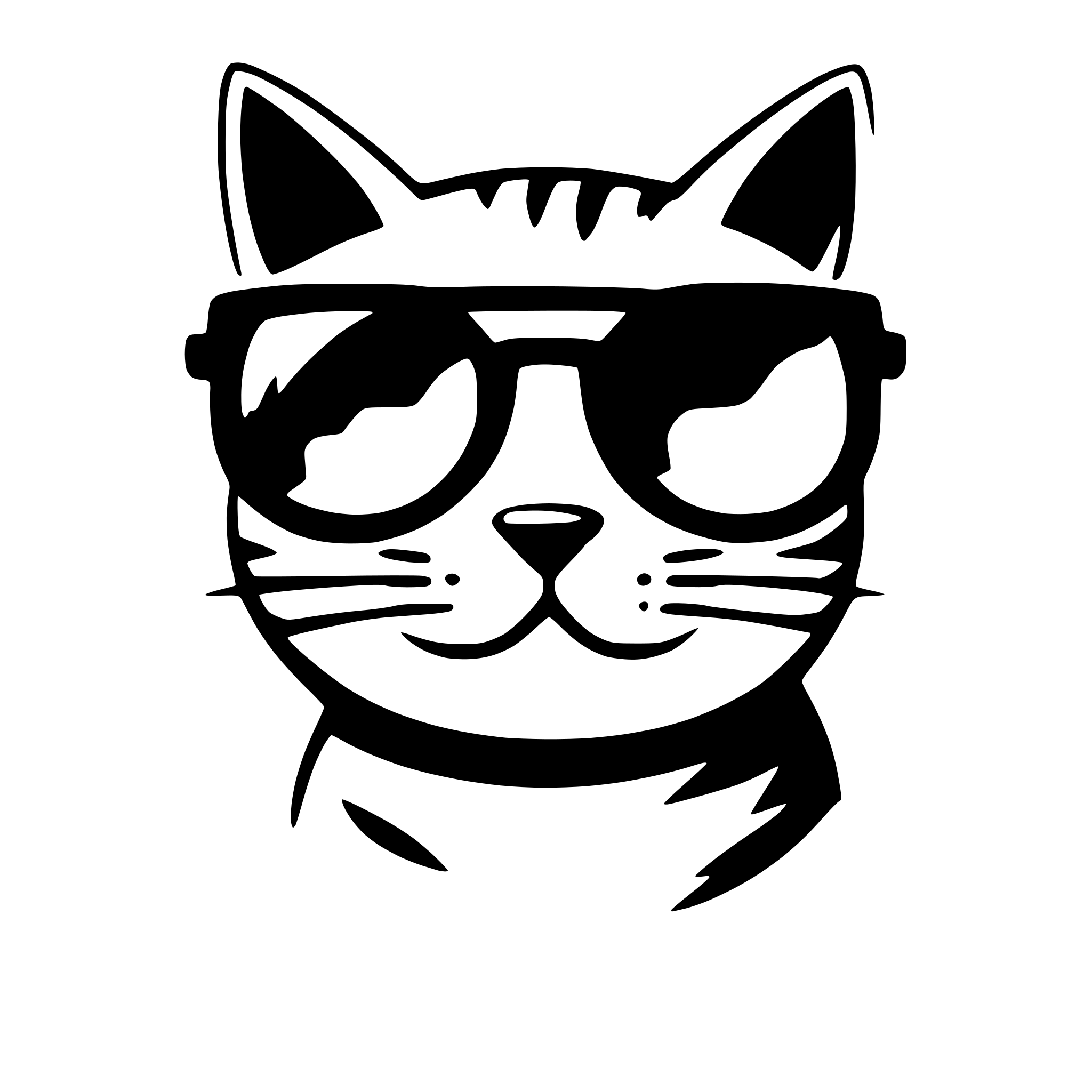 AI-generated SVG of 'a cat with sunglasses icon logo, minimalist, vector, white background'