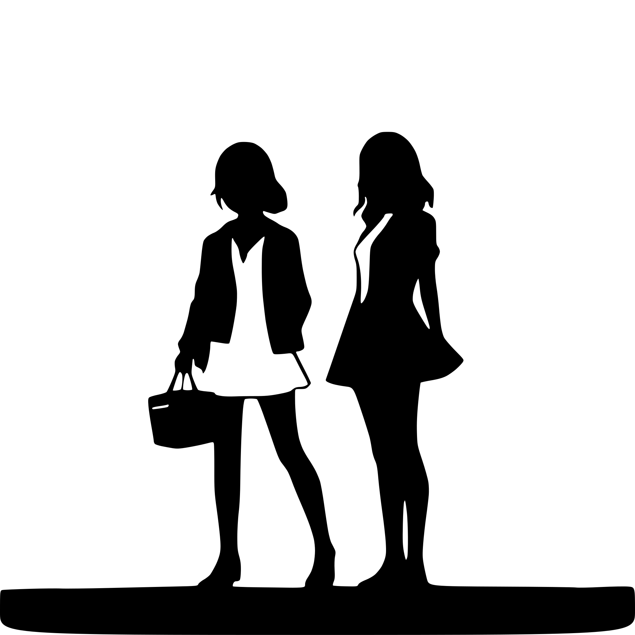 AI-generated SVG of a 2 friends, silhouettes only black and white