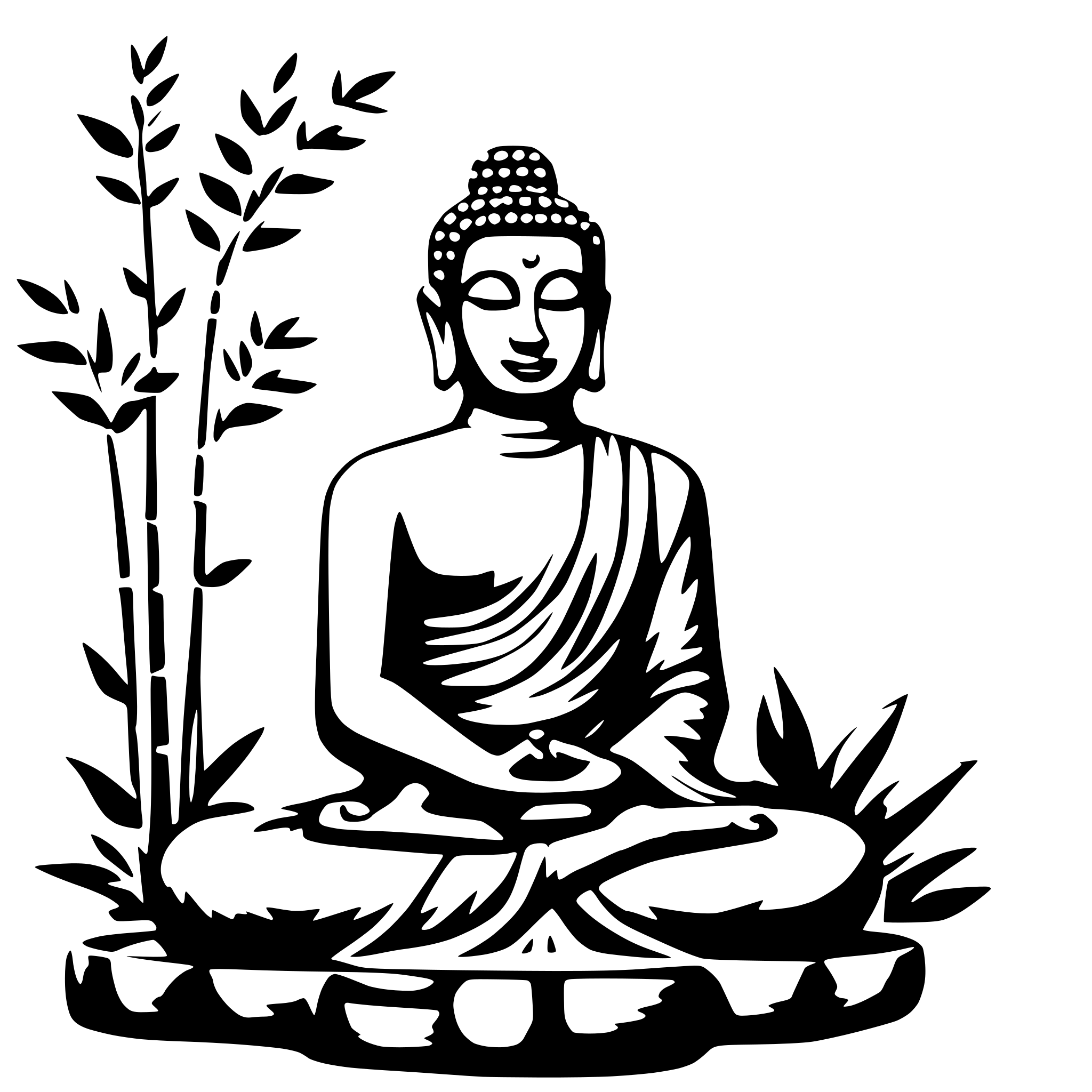 AI-generated SVG of a buddha with bamboo in the background