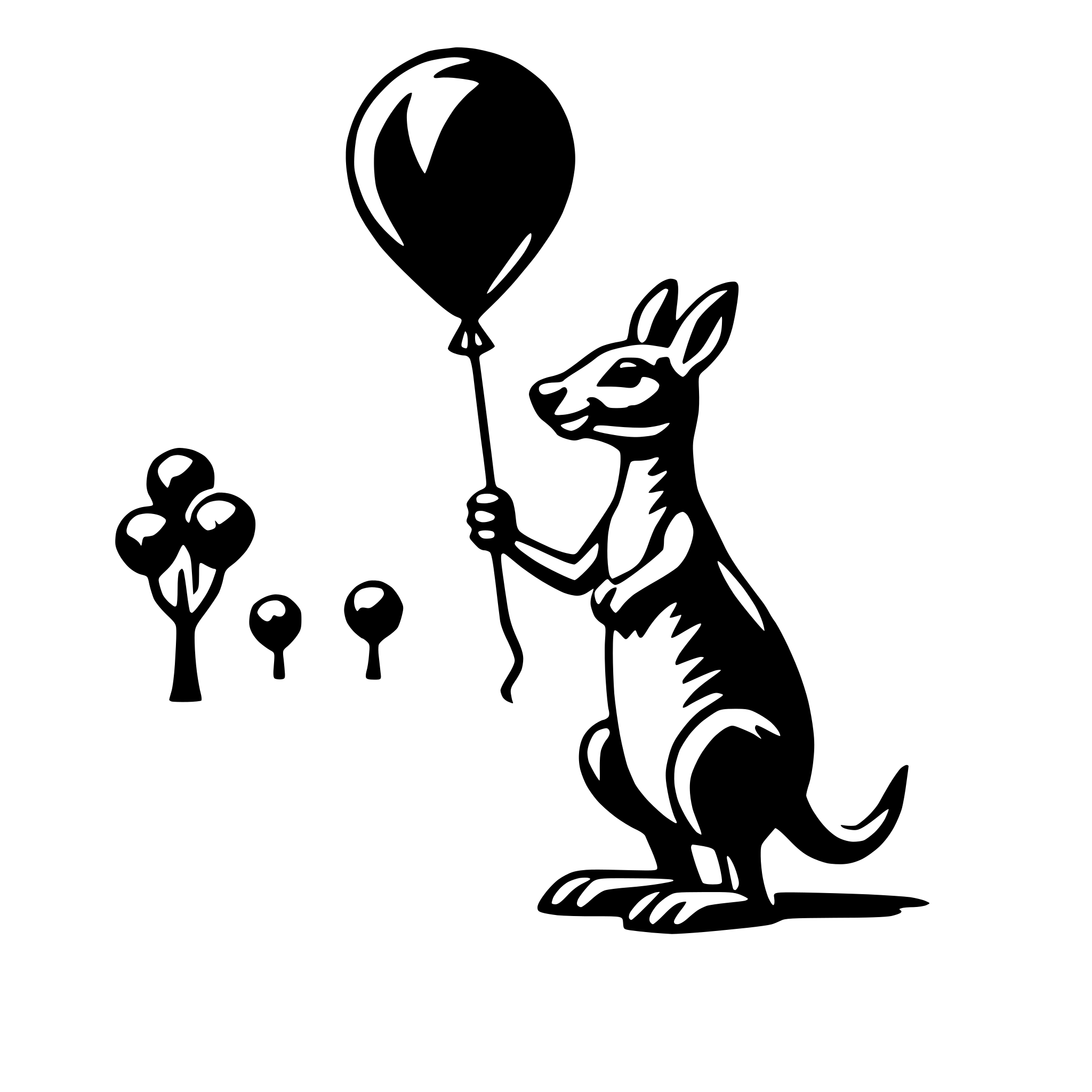 AI-generated SVG of 'kangaroo with balloon'
