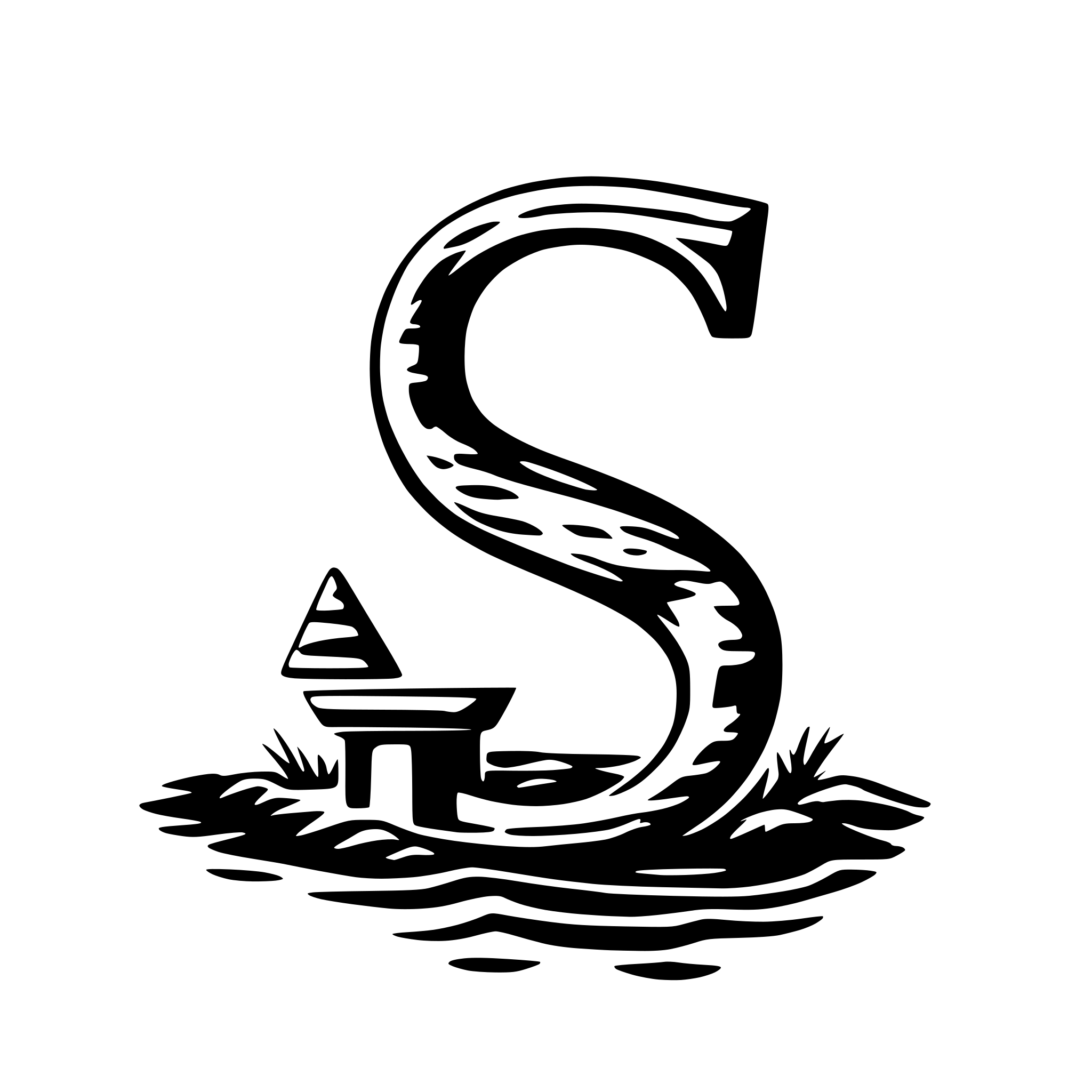 AI-generated SVG of 'saltwater serenity letter S'