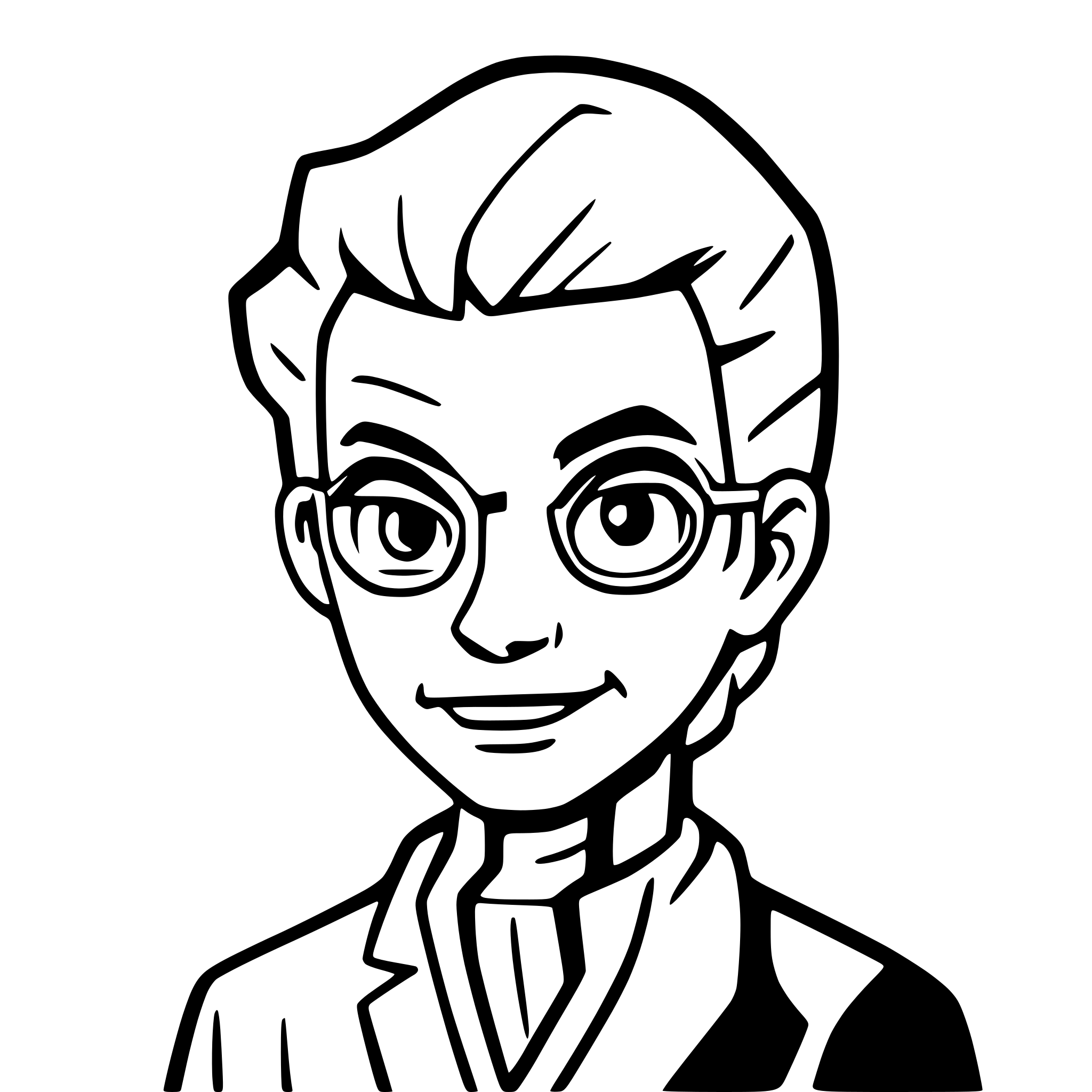 AI-generated SVG of a outlined illustration of an old doctor face