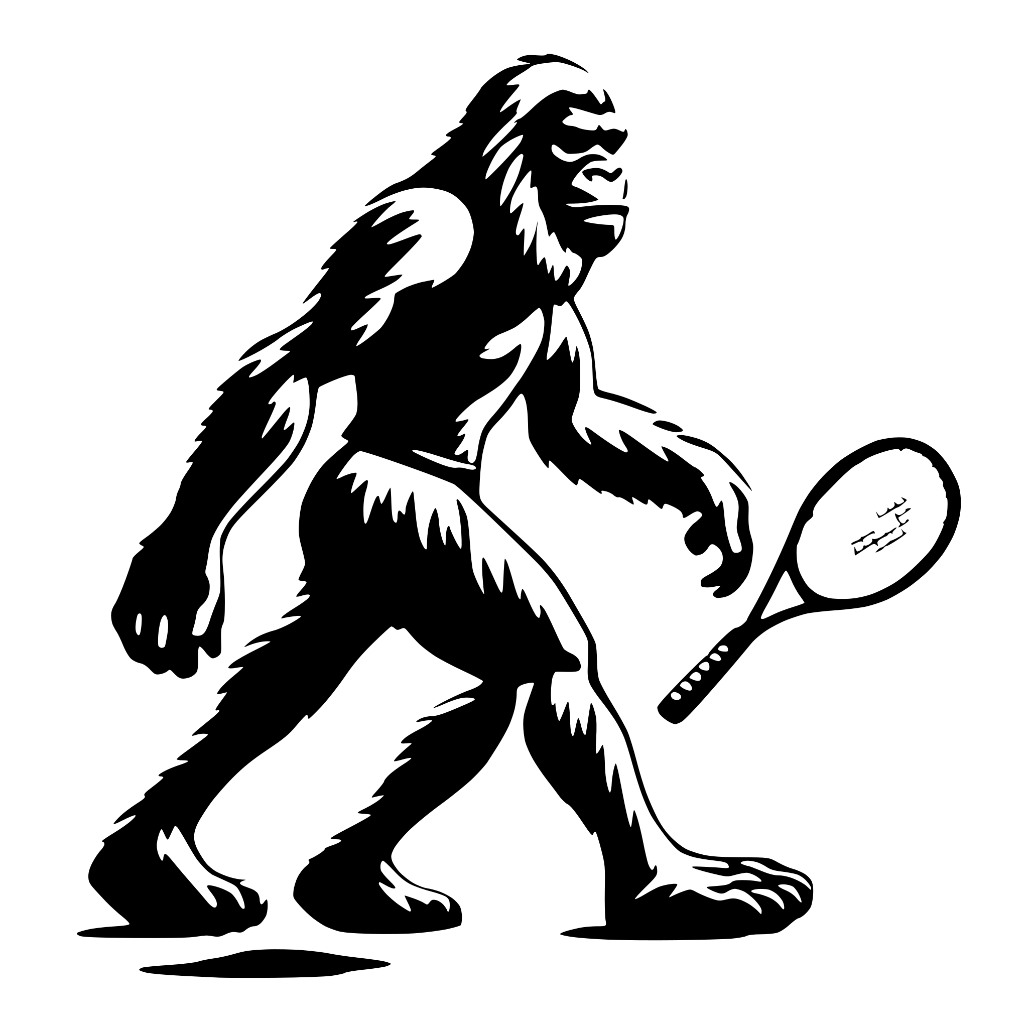 AI-generated SVG of a Sasquatch with tennis racket
