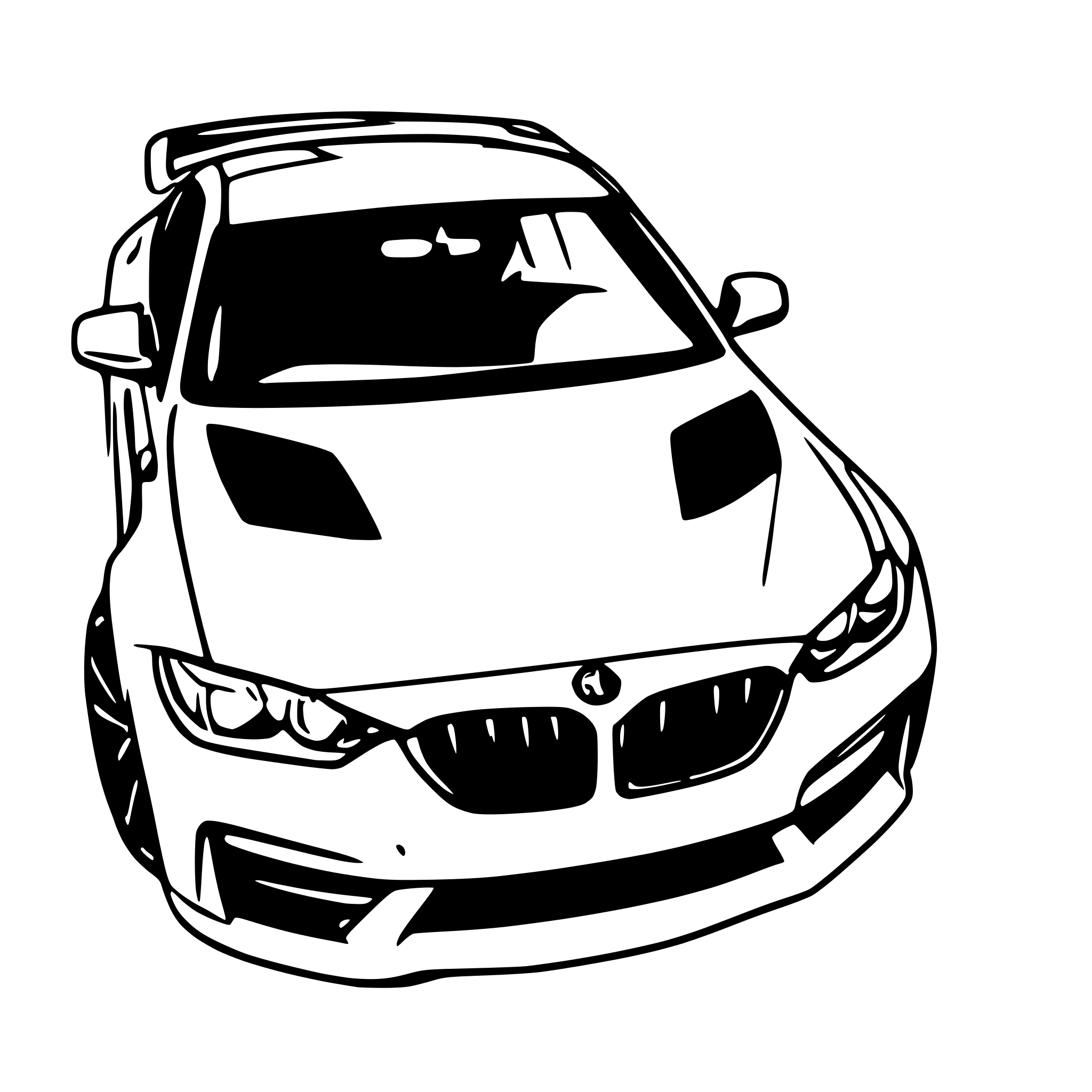 AI-generated SVG of a BMW m4 f82 as a drawing to color in. Without Logos. With bodykit and Spoiler.