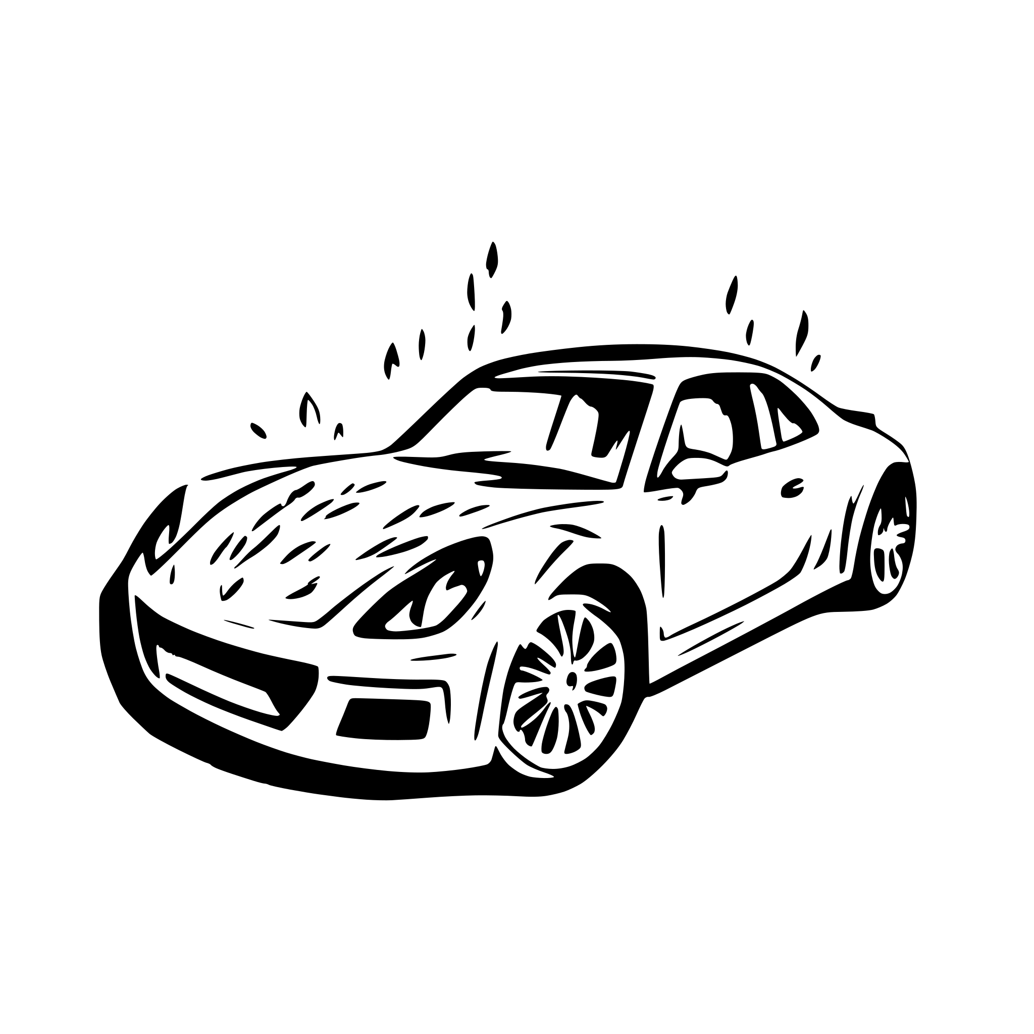 AI-generated SVG of a porche burning out