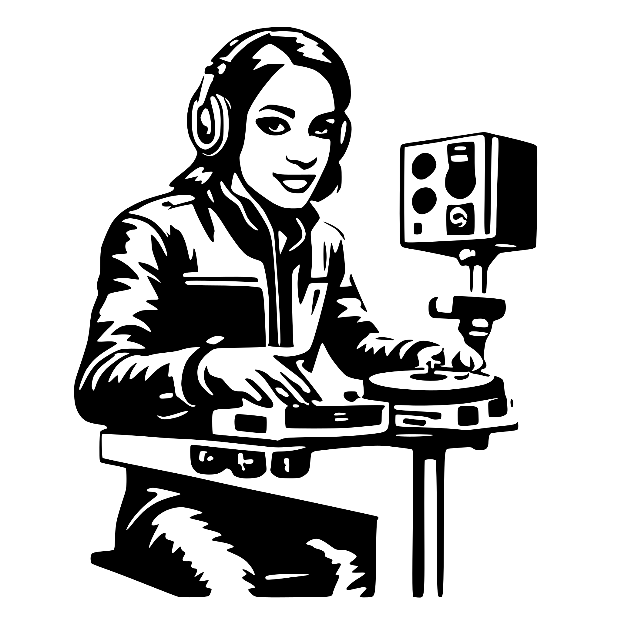 AI-generated SVG of 'disc jockey + équitation'