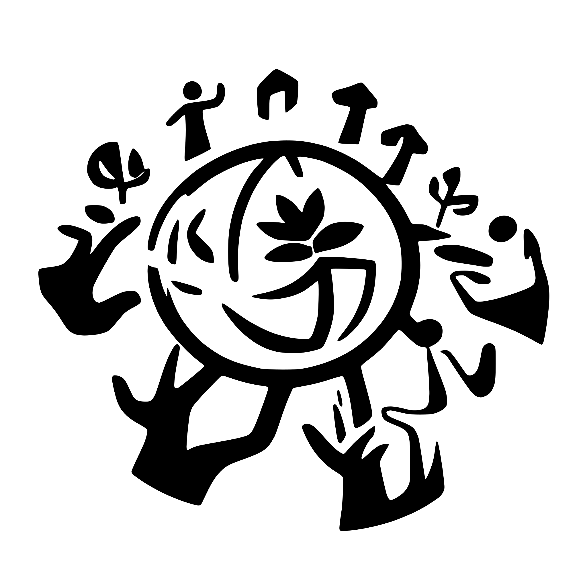 AI-generated SVG of 'Next Generation of internet, project logo, 5 people are standing hand in hand around the world'