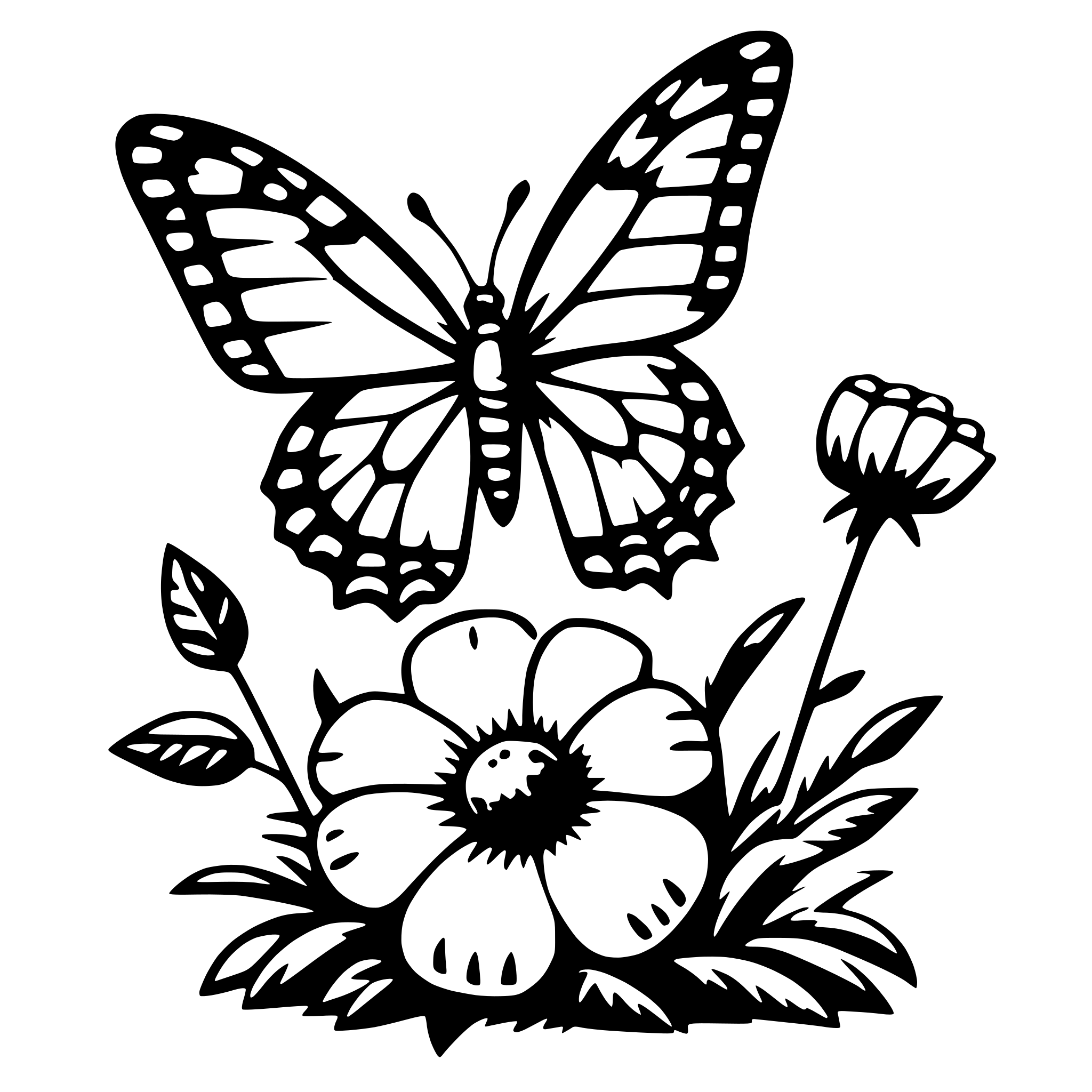 AI-generated SVG of 'butterfly and flowers'