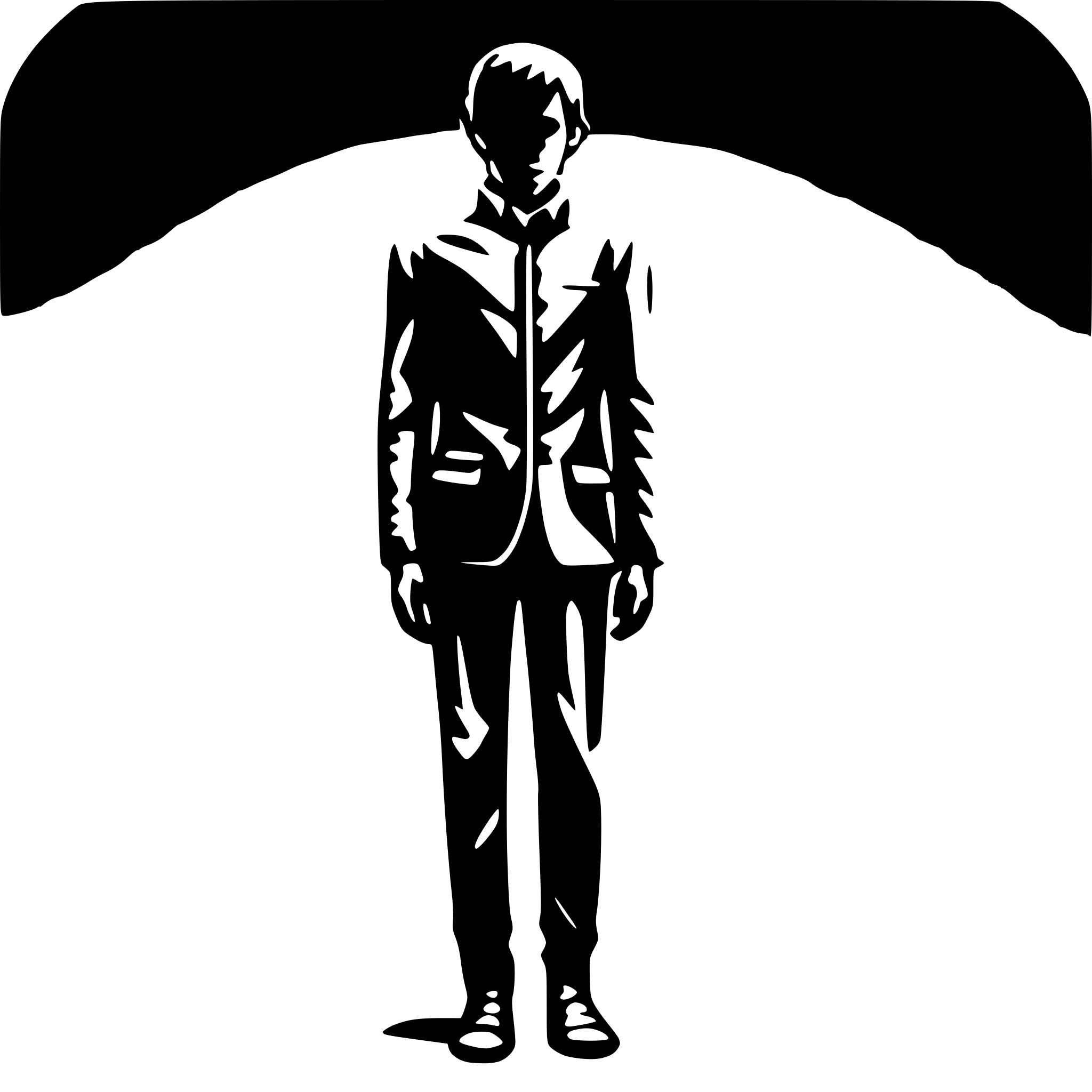 AI-generated SVG of a black human silhouette full body front