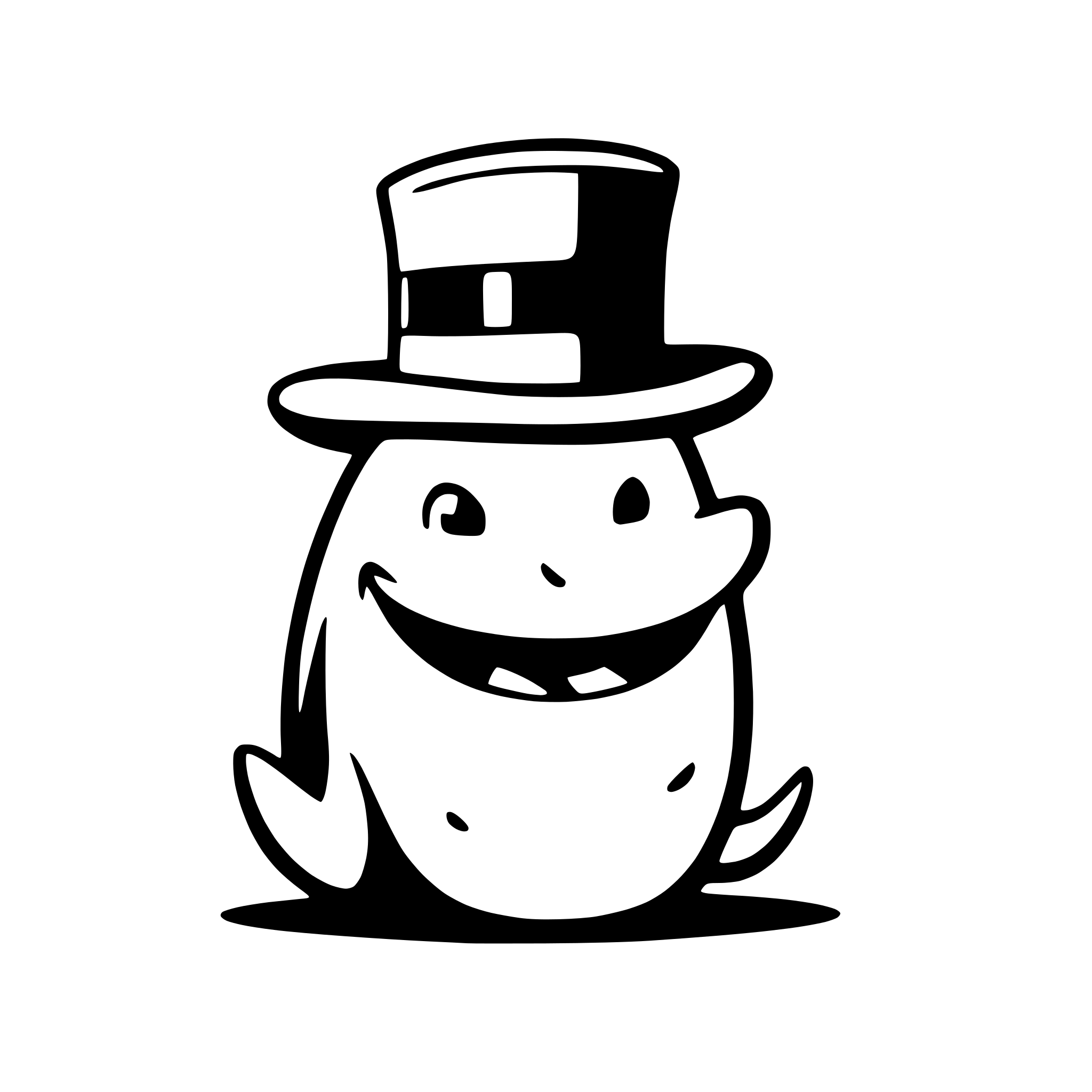 AI-generated SVG of a a grinning whale with a top hat