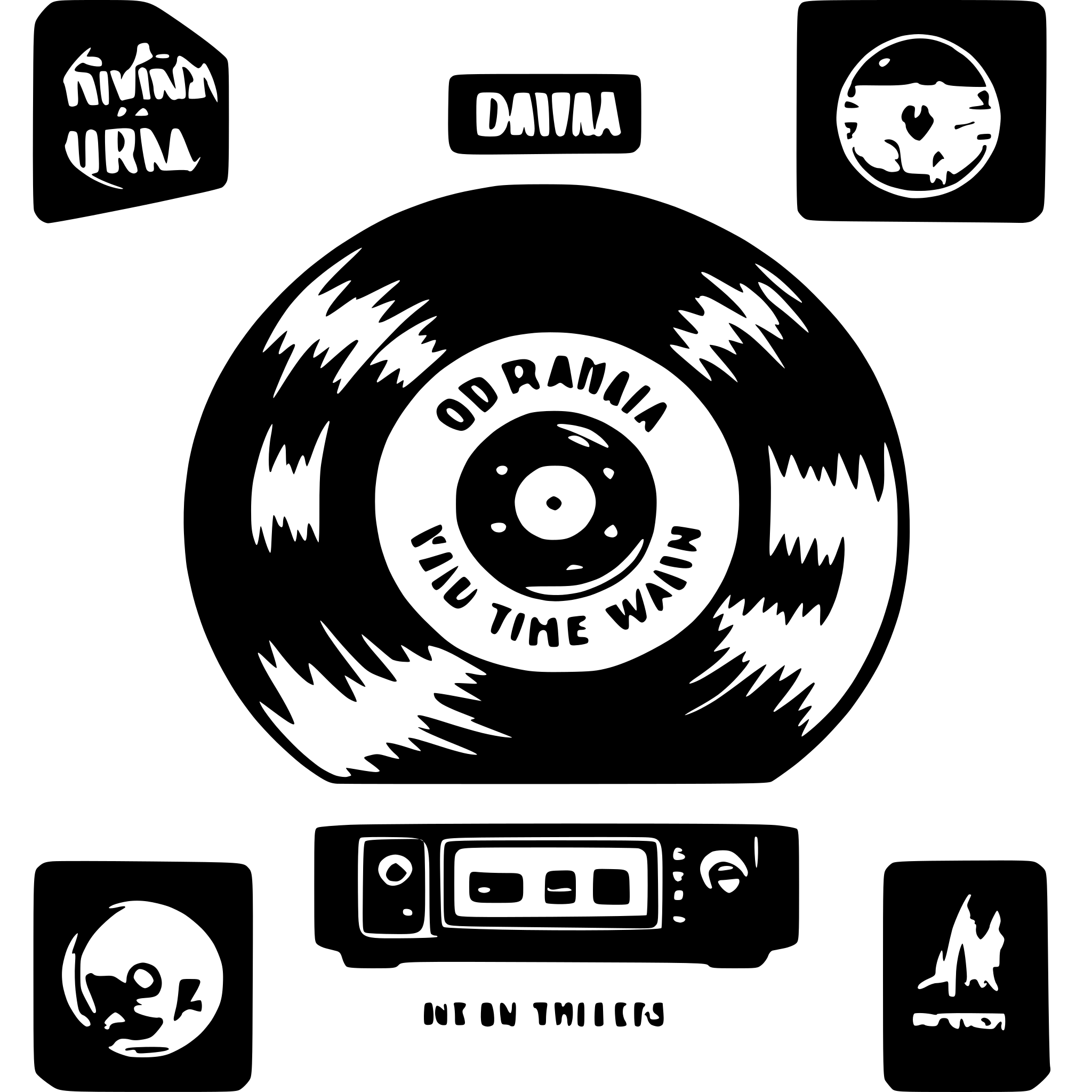 AI-generated SVG of a old nirvana vinyl and quote on the inlay