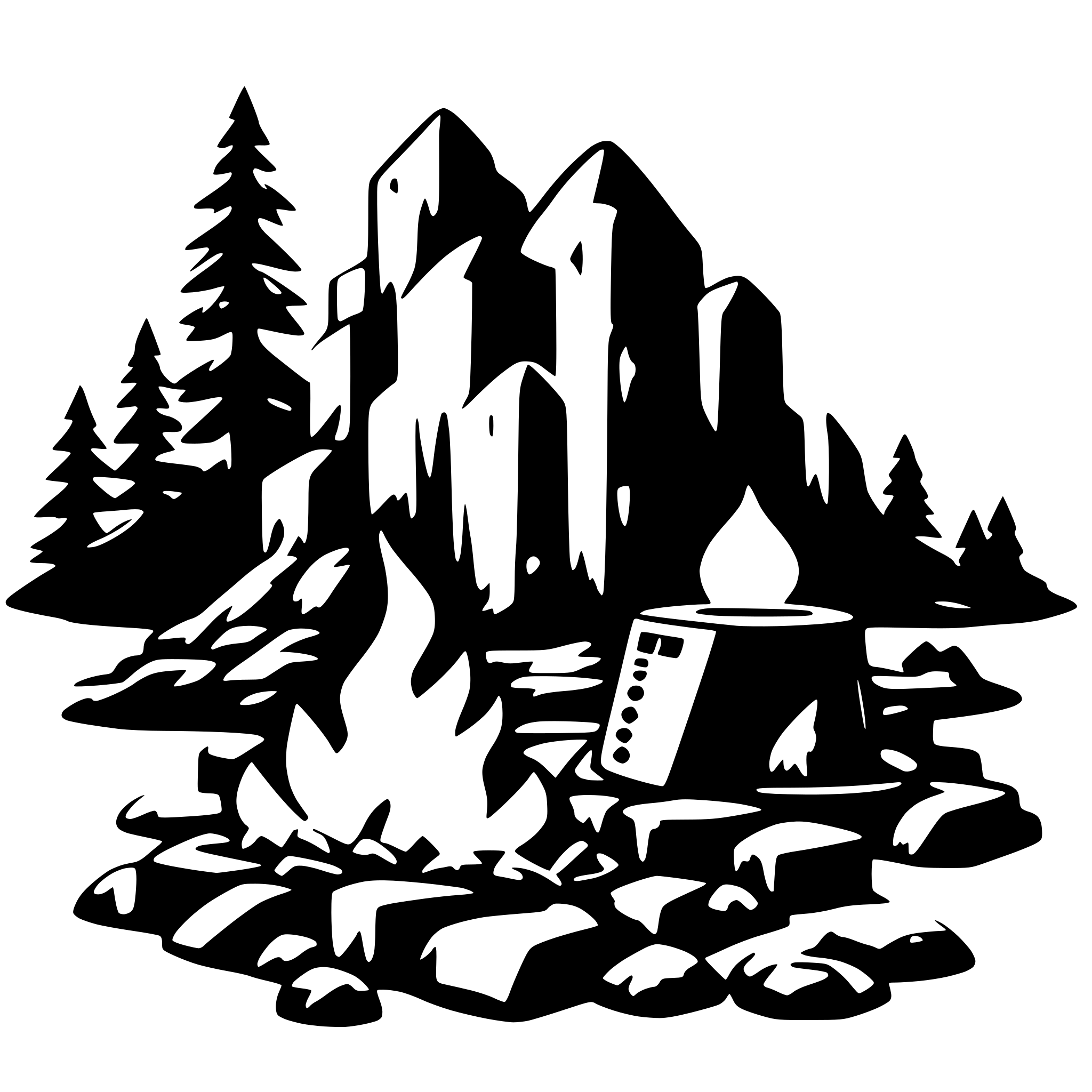 AI-generated SVG of a campfire that looks electronic like from far future